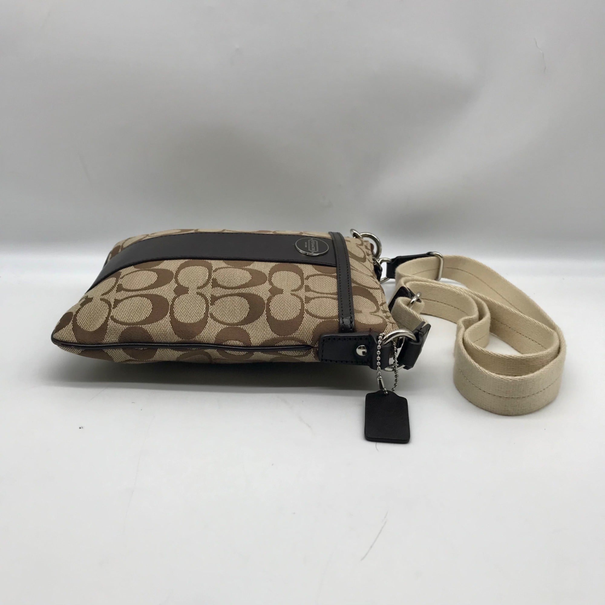 Coach Legacy Tan Signature Jacquard Swing Pack Crossbody Bag