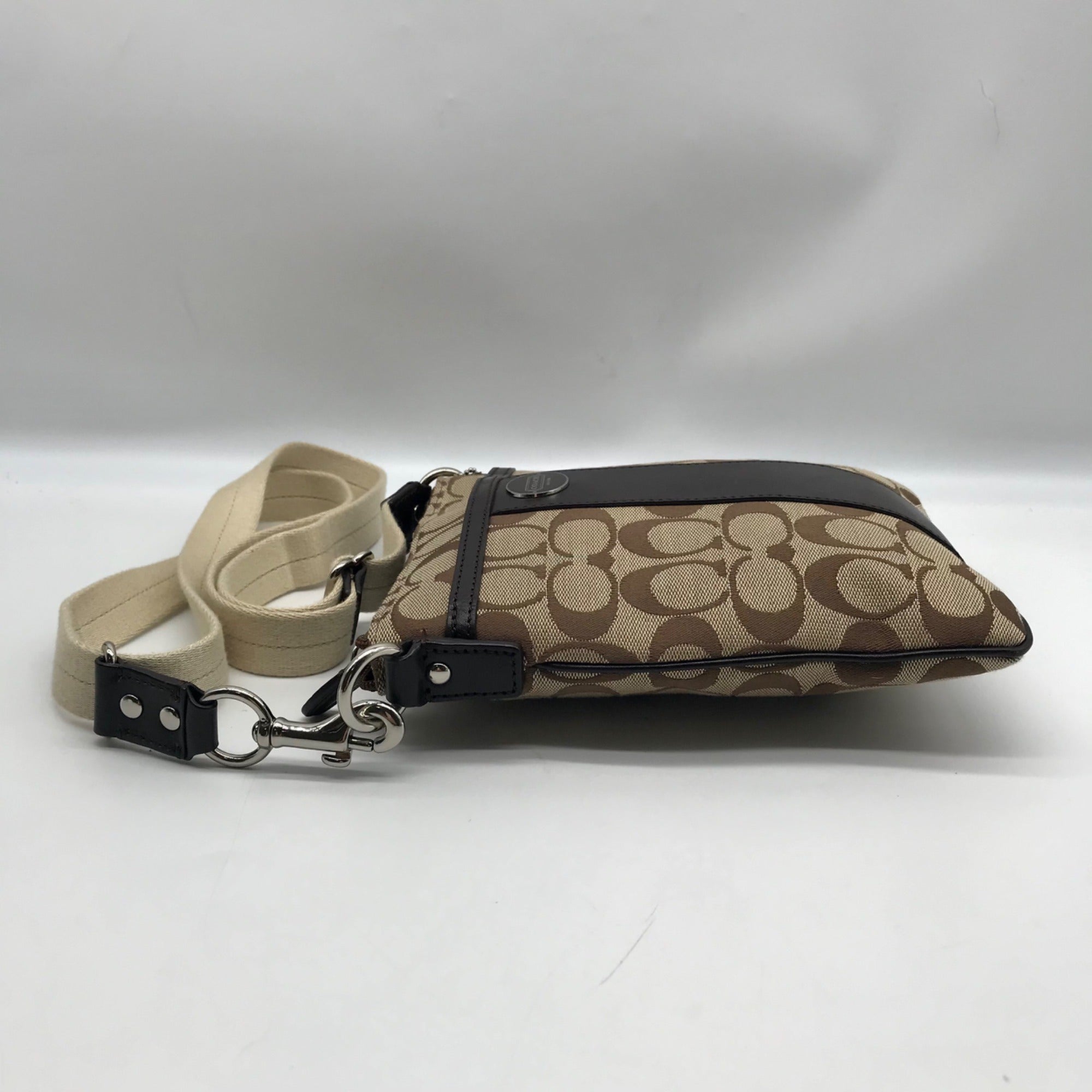 Coach Legacy Tan Signature Jacquard Swing Pack Crossbody Bag