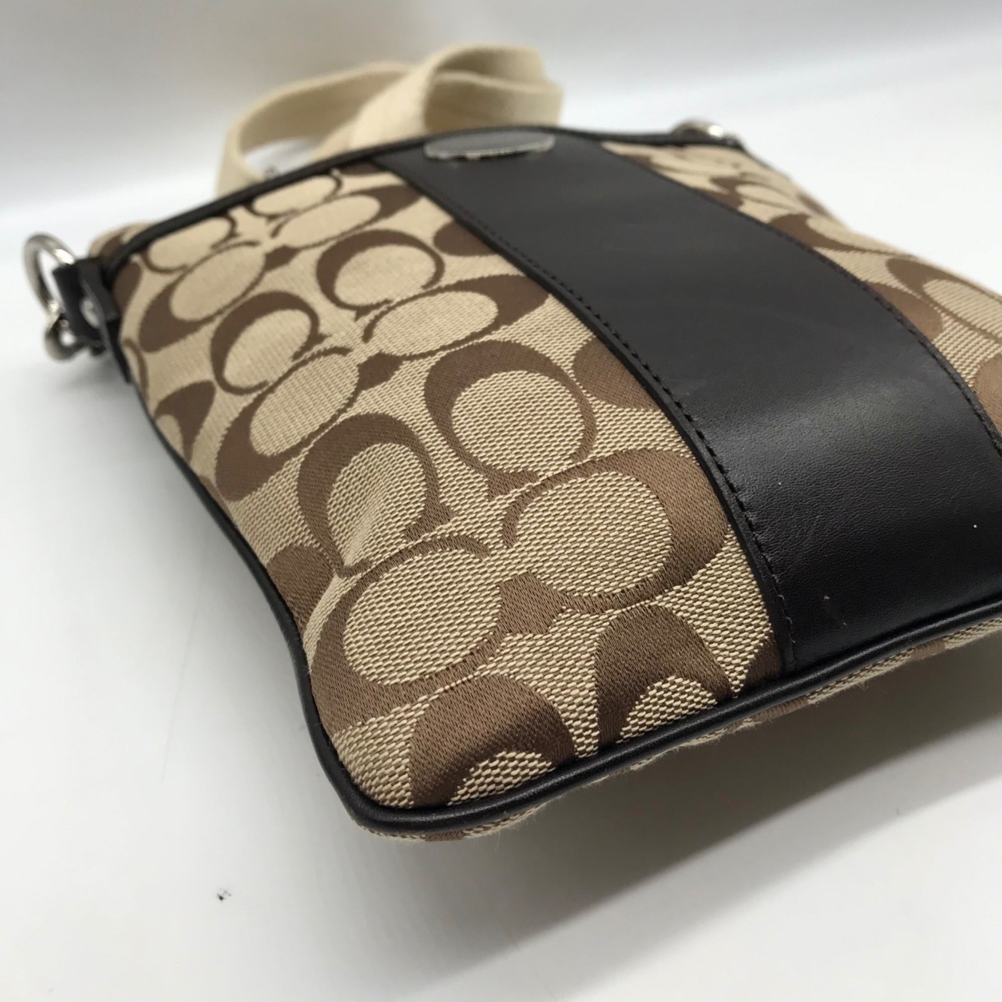 Coach Legacy Tan Signature Jacquard Swing Pack Crossbody Bag