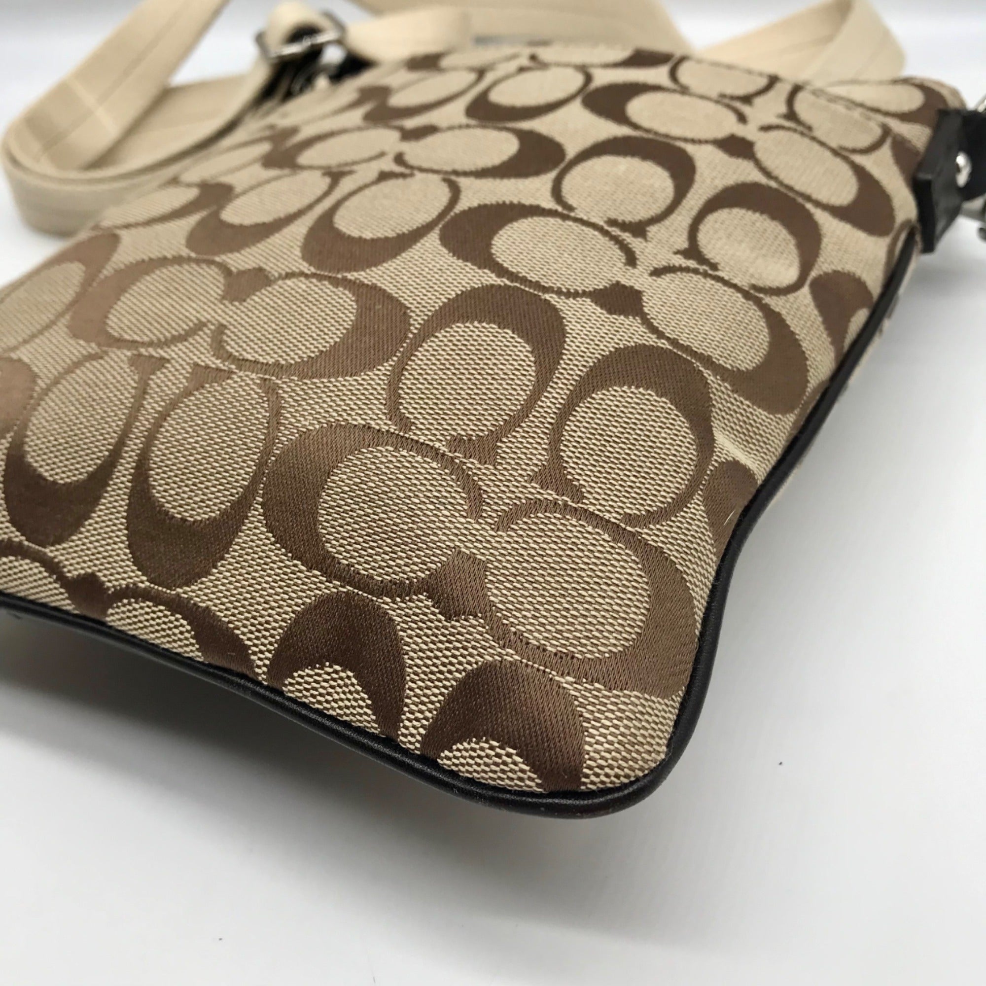 Coach Legacy Tan Signature Jacquard Swing Pack Crossbody Bag