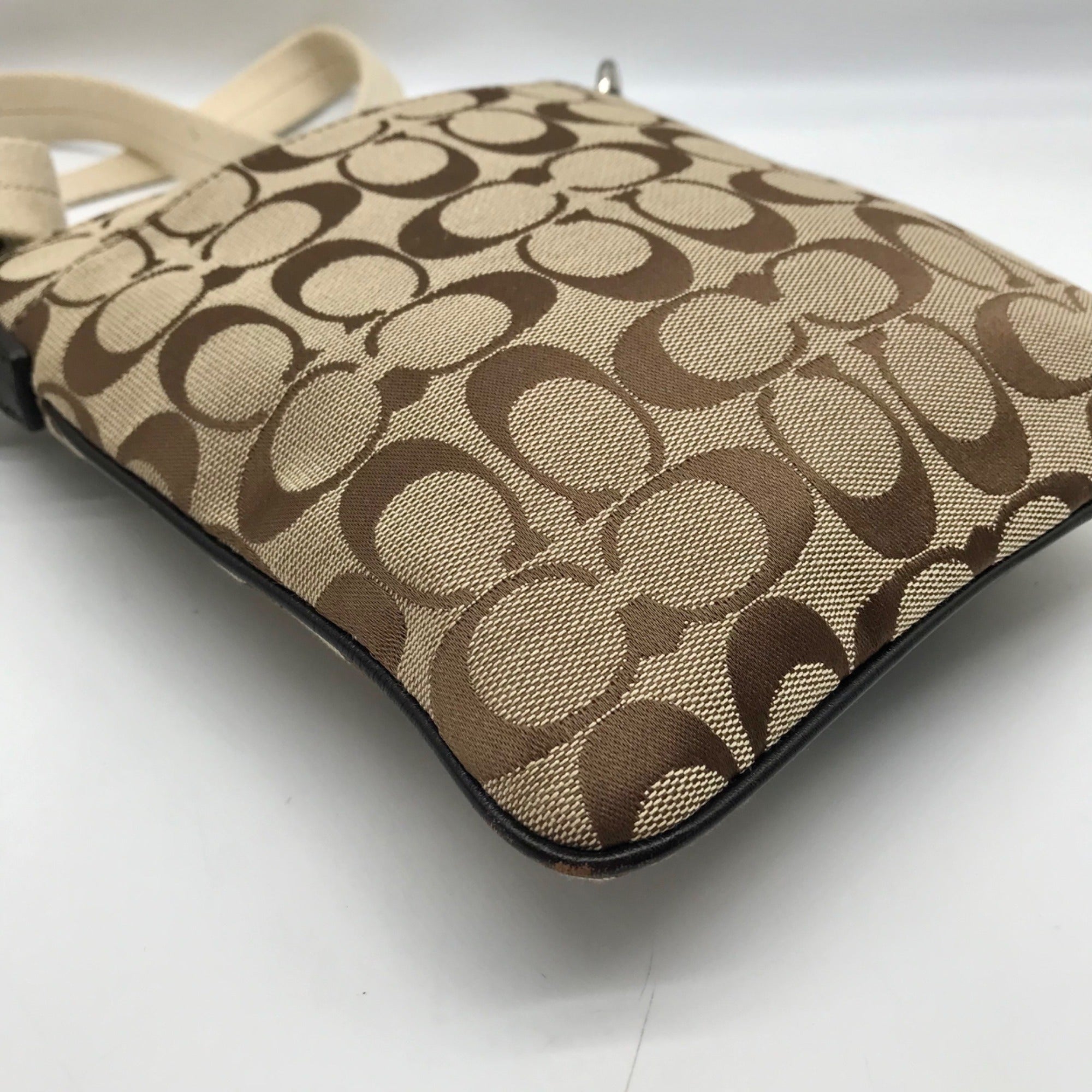 Coach Legacy Tan Signature Jacquard Swing Pack Crossbody Bag