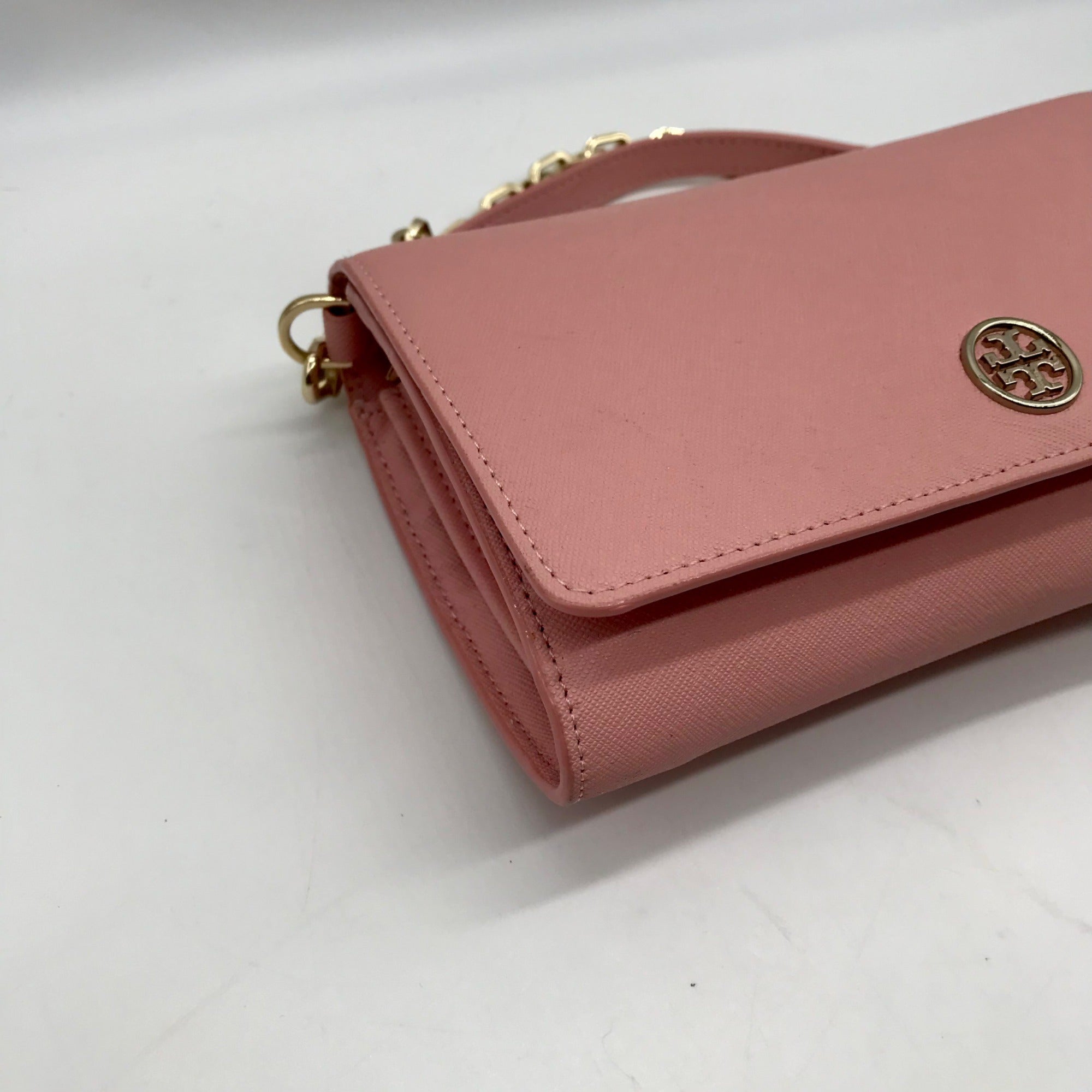 Tory Burch Pink Saffiano Leather Robinson Chain Crossbody