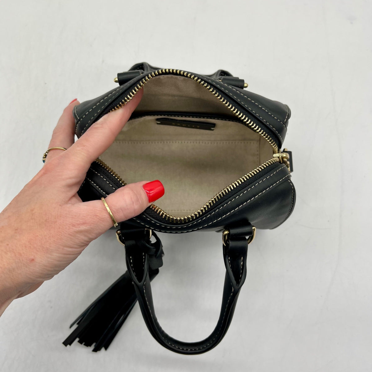 Radley London Black Leather Mini Satchel Bag
