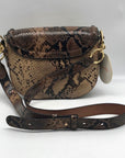 See By Chloe Burning Camel Snakeskin Embossed Leather Mara Crossbody - NWT