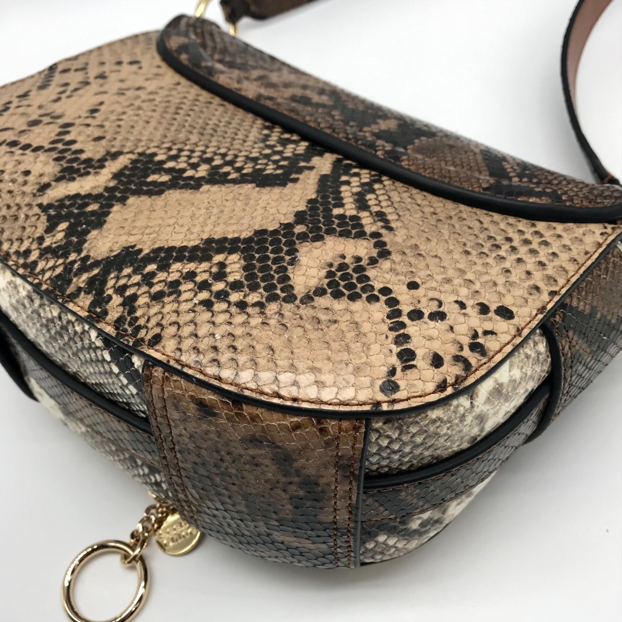 See By Chloe Burning Camel Snakeskin Embossed Leather Mara Crossbody - NWT