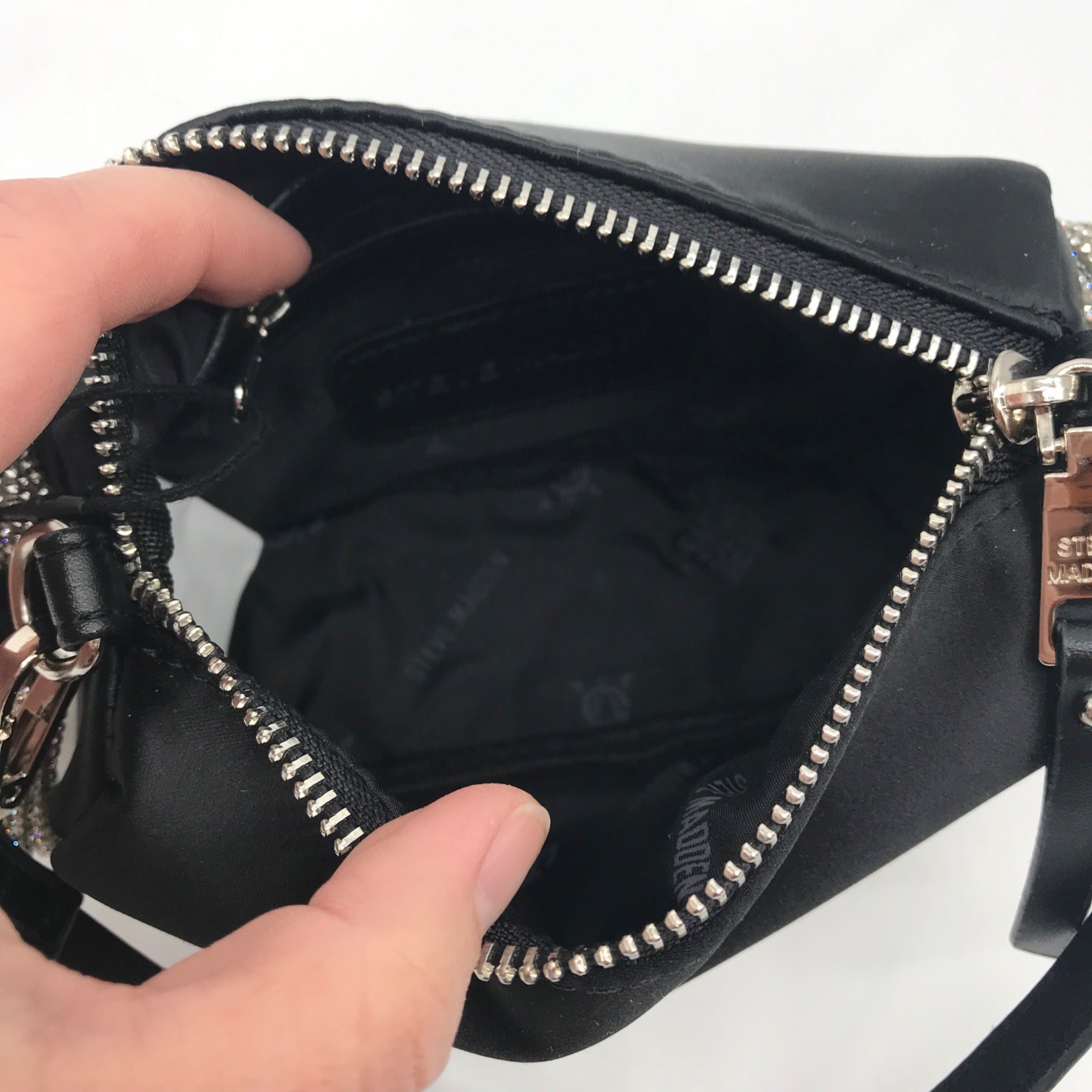 Steve Madden Black Satin Noble-B Mini Bag