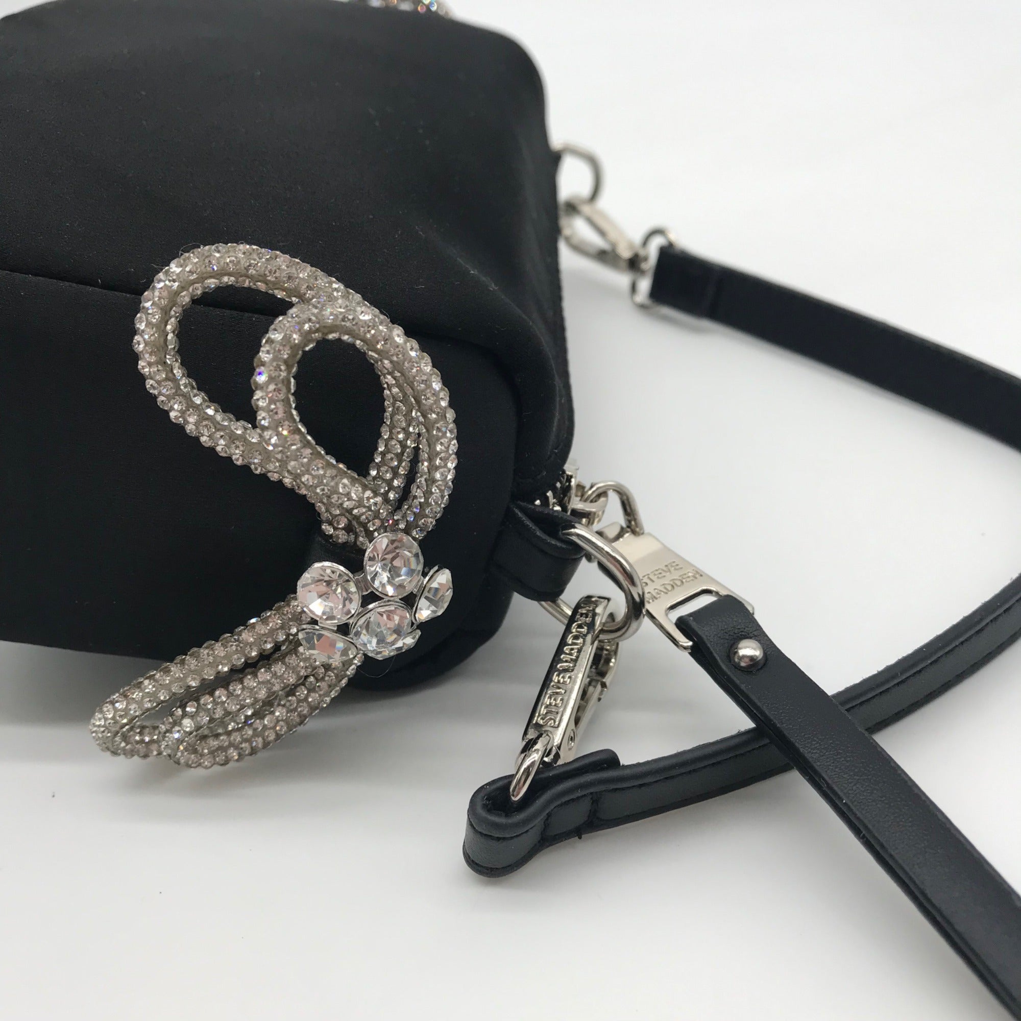 Steve Madden Black Satin Noble-B Mini Bag
