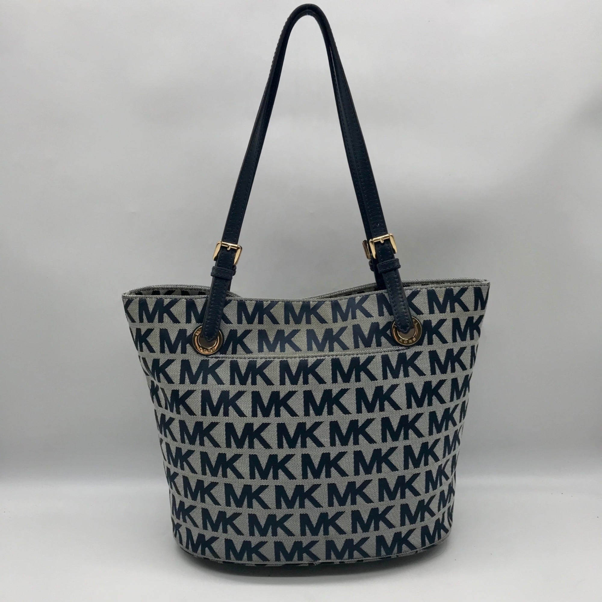 Michael Kors Blue Monogram Canvas Jet Set Tote Bag