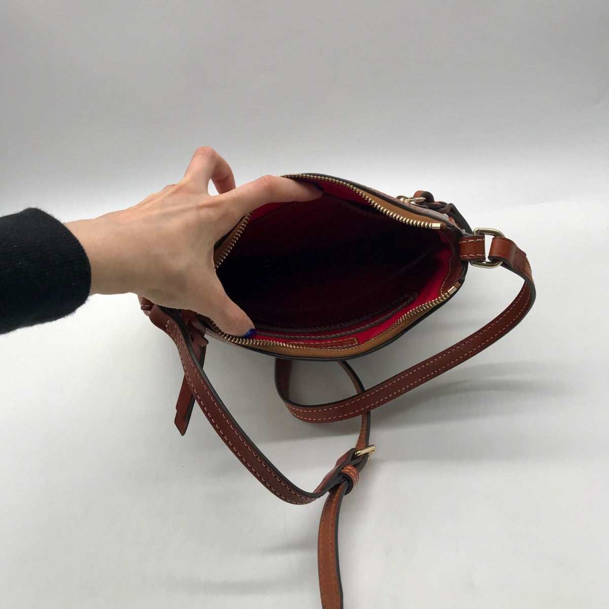 Dooney &amp; Bourke Grey Pebble Grain Small Presley Crossbody Bag