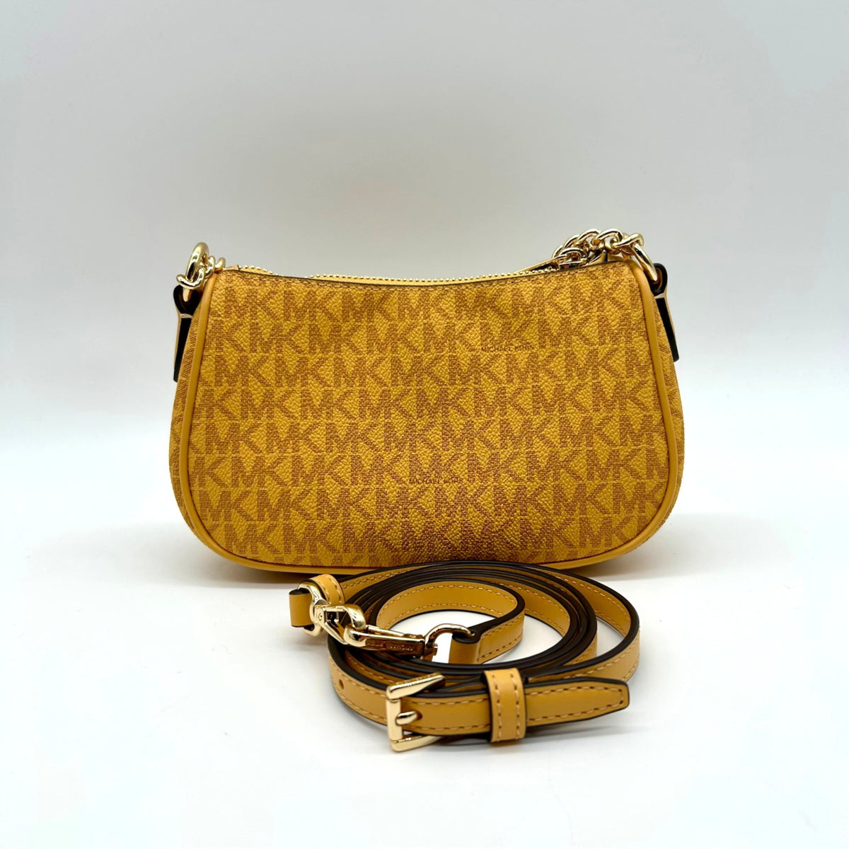 Michael Kors Mustard Yellow Signature Coated Canvas Crossbody Bag