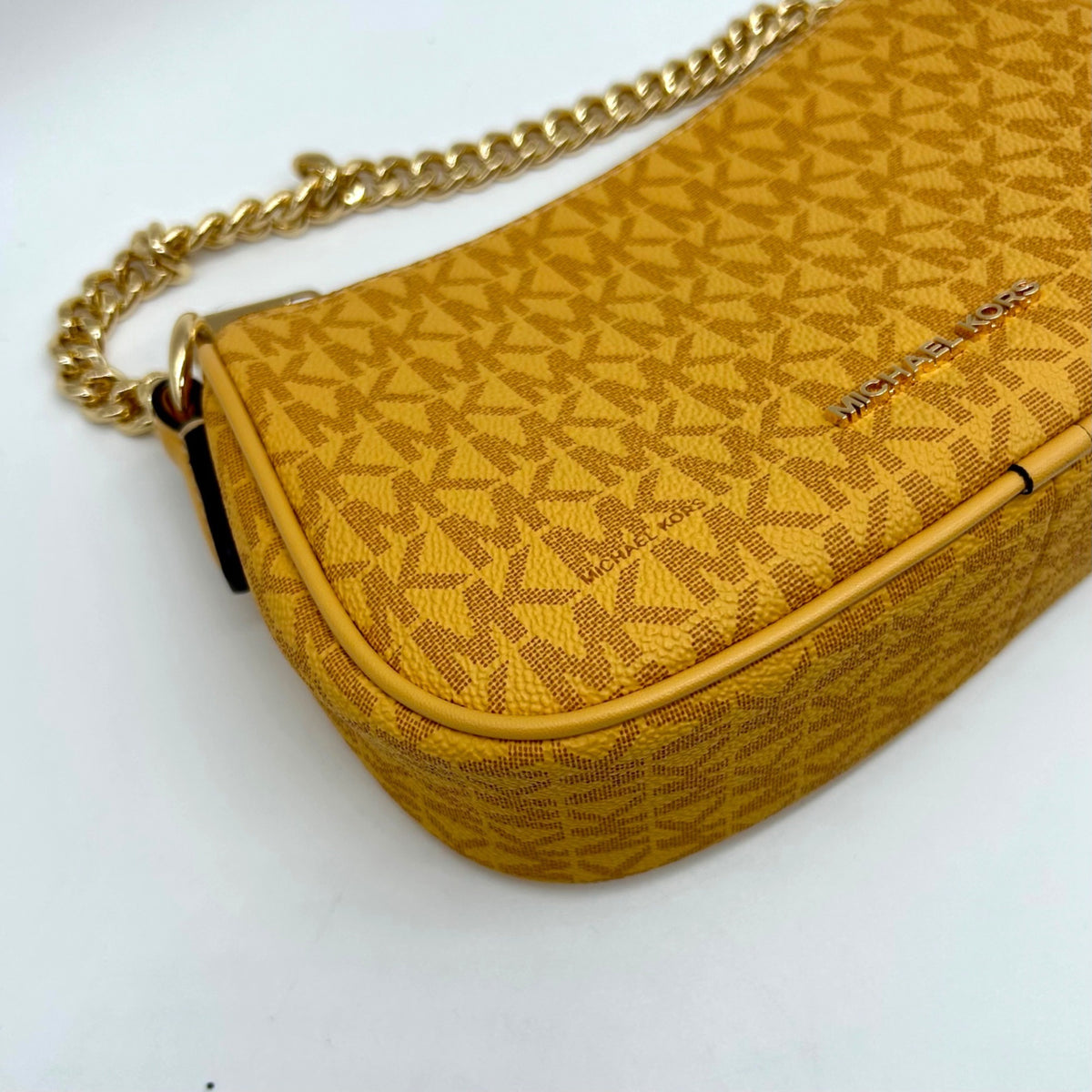 Michael Kors Mustard Yellow Signature Coated Canvas Crossbody Bag