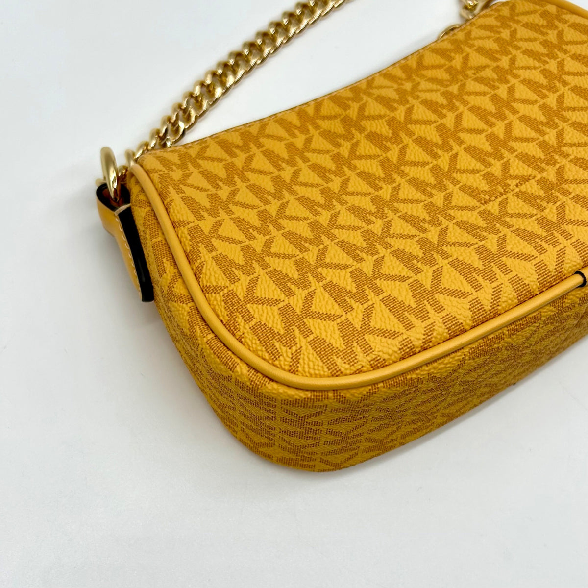 Michael Kors Mustard Yellow Signature Coated Canvas Crossbody Bag