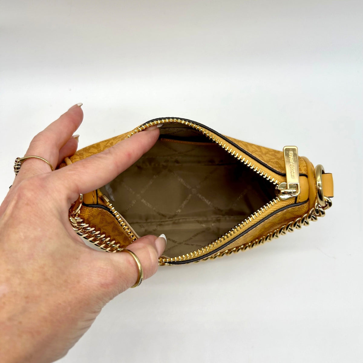 Michael Kors Mustard Yellow Signature Coated Canvas Crossbody Bag