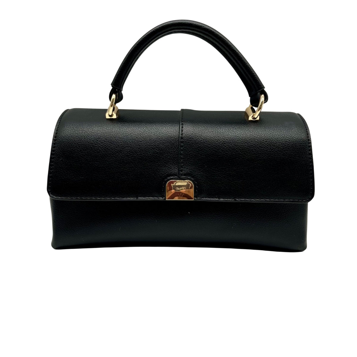 On 34th Kristt Black Faux Leather Solid Top Handle Crossbody Bag