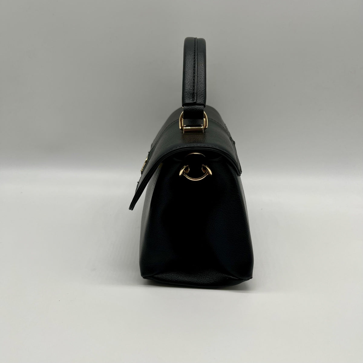On 34th Kristt Black Faux Leather Solid Top Handle Crossbody Bag