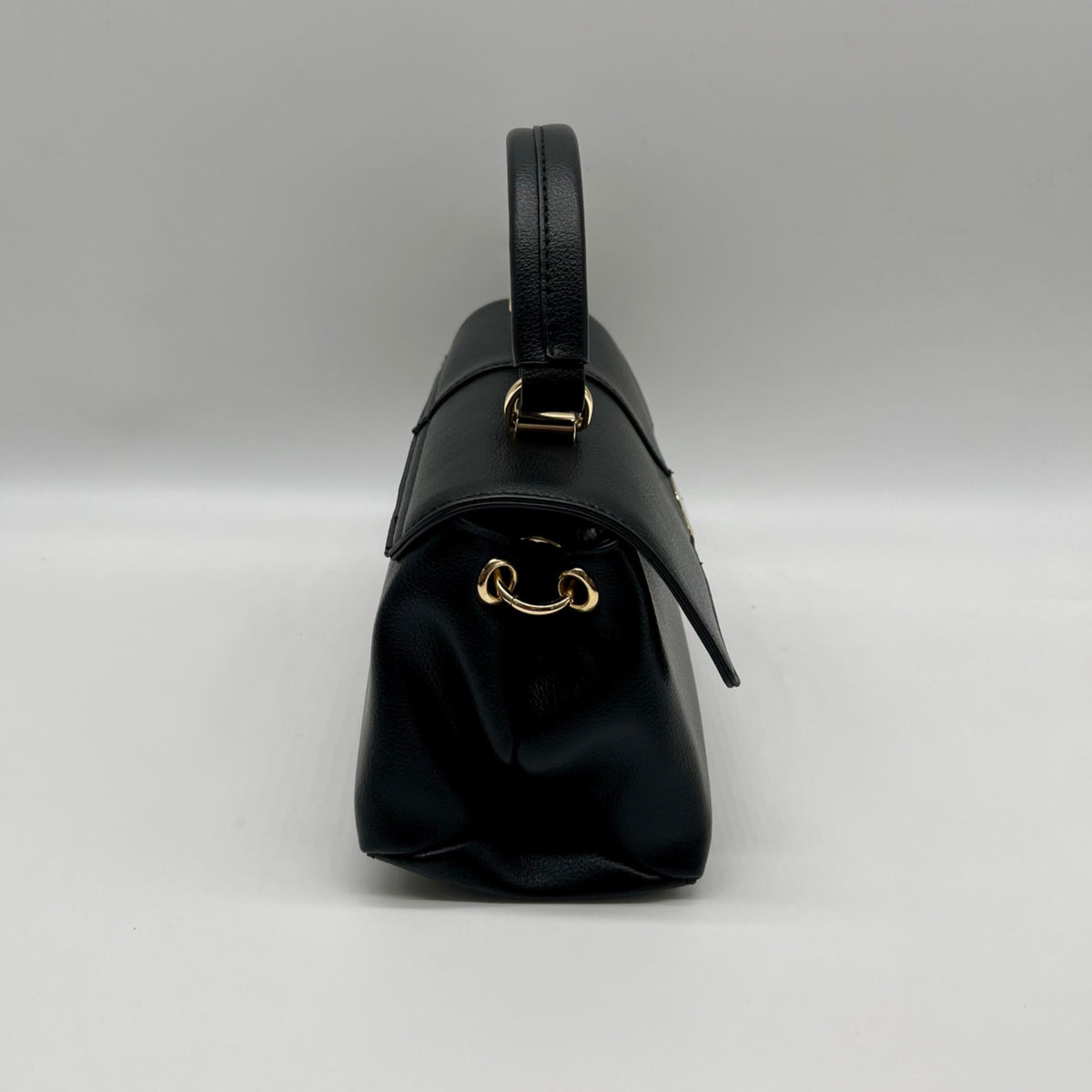 On 34th Kristt Black Faux Leather Solid Top Handle Crossbody Bag