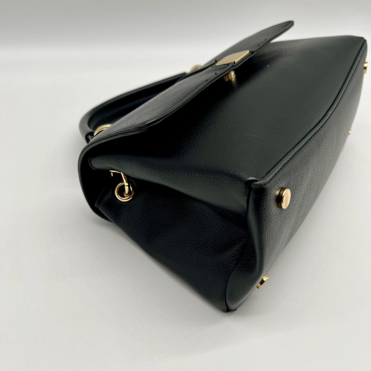 On 34th Kristt Black Faux Leather Solid Top Handle Crossbody Bag
