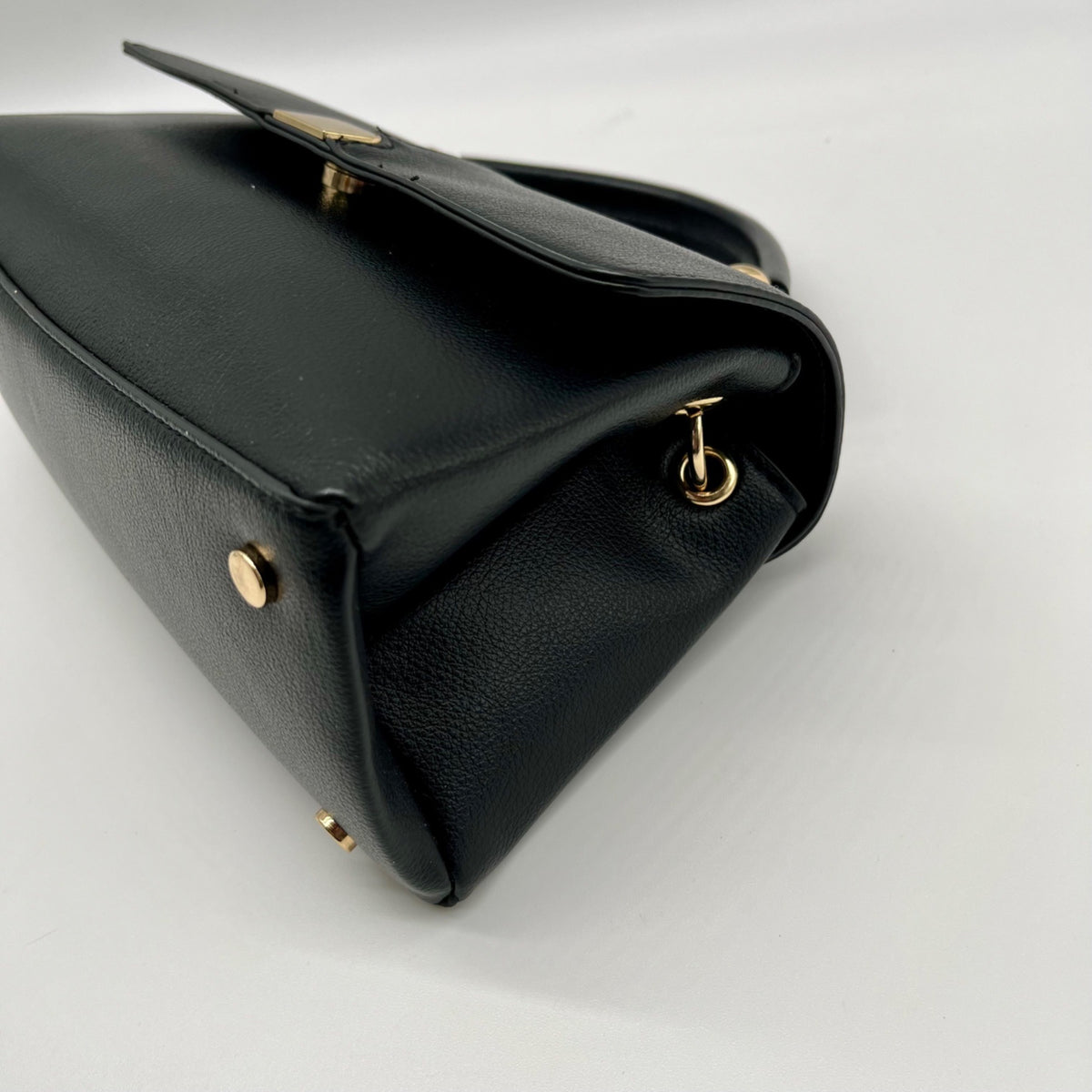 On 34th Kristt Black Faux Leather Solid Top Handle Crossbody Bag