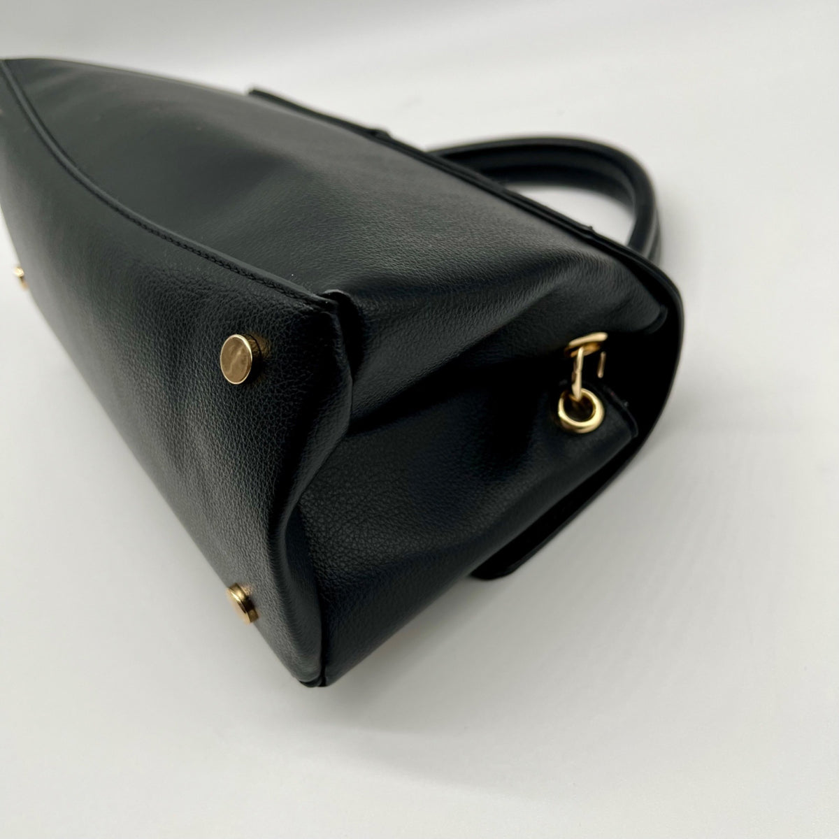 On 34th Kristt Black Faux Leather Solid Top Handle Crossbody Bag