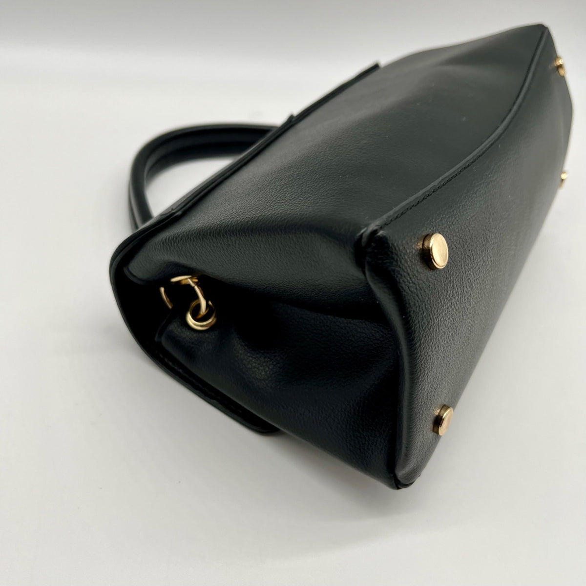 On 34th Kristt Black Faux Leather Solid Top Handle Crossbody Bag
