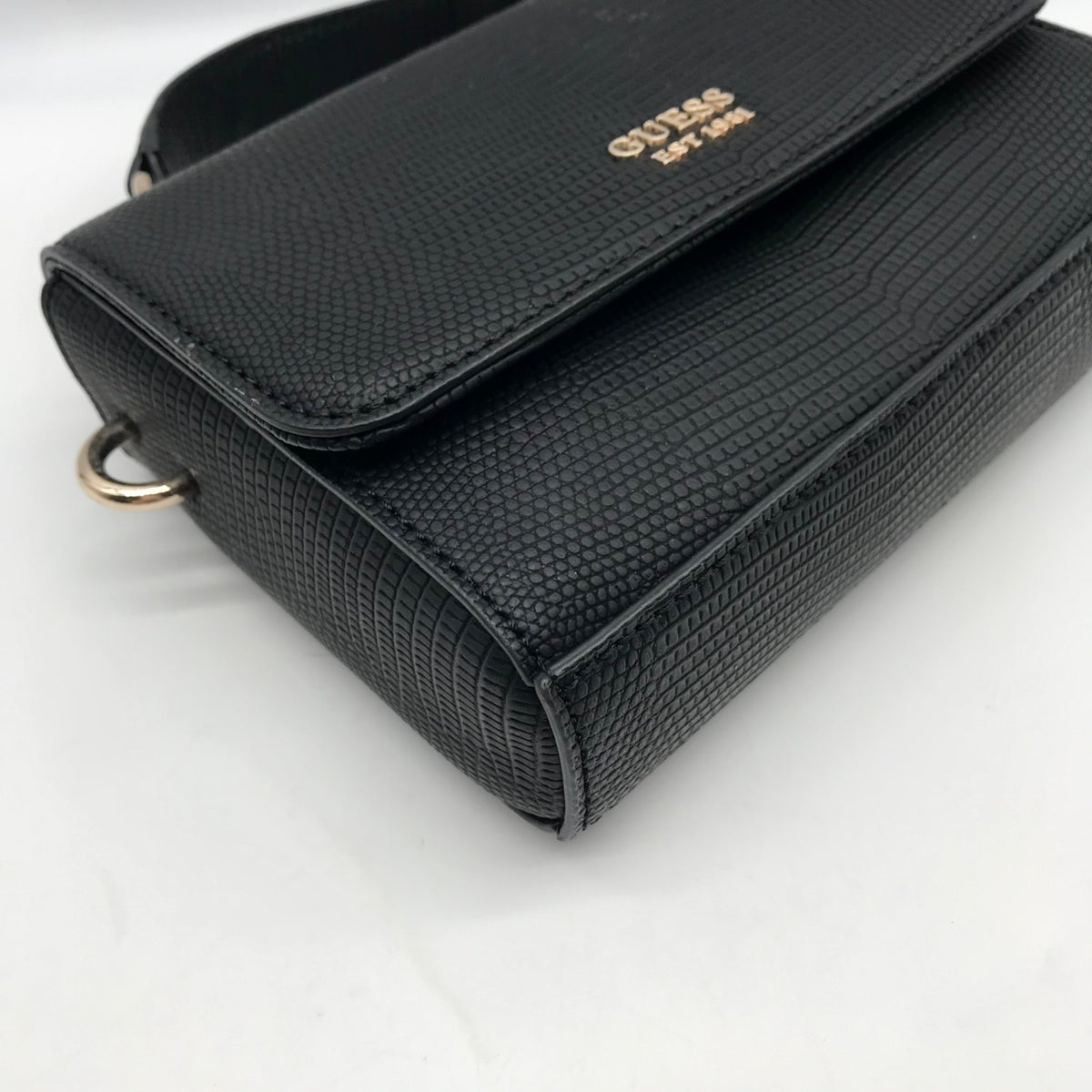Guess Black Mini Lyndi Mini Flap Crossbody Bag