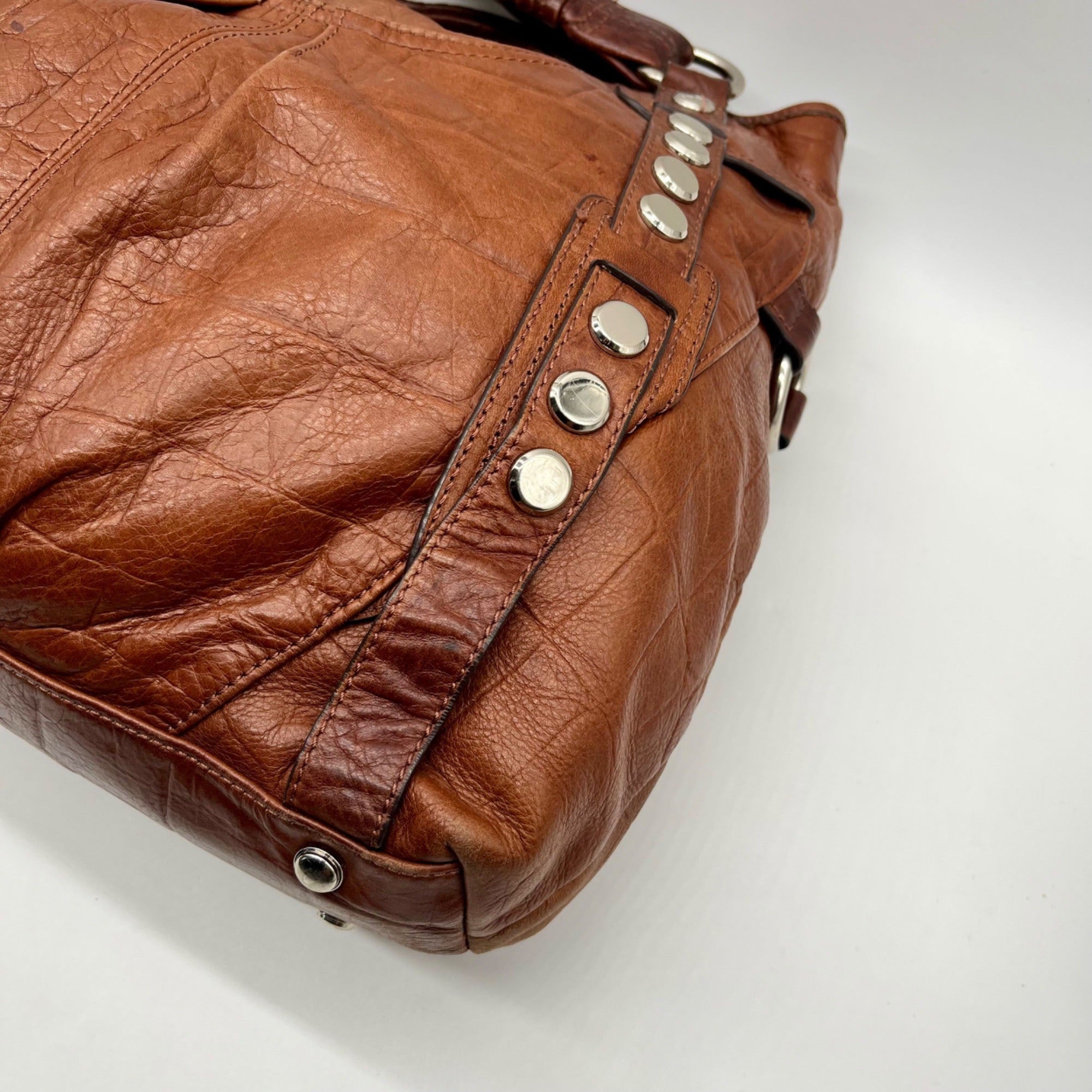 B Makowsky Brown Leather Hobo Shoulder Bag