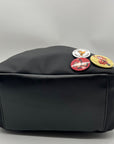 Paul Frank Black Nylon Backpack W/ Monkey Charm and Three Pins