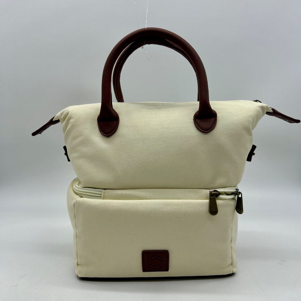 Mickie Beige Fabric Lunch Tote Bag