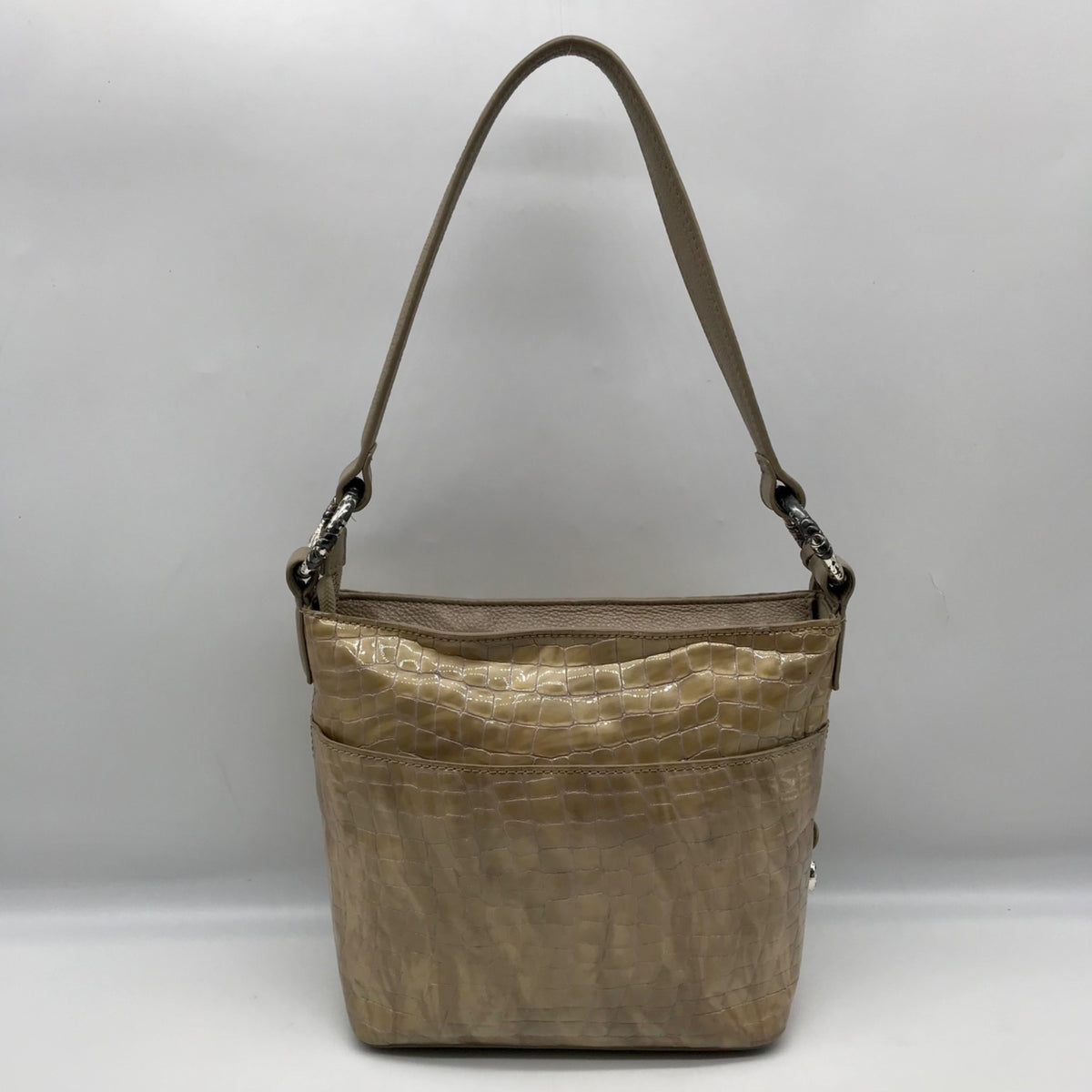 Brighton Neutral Patent Croc Embossed Leather Cher Shoulder Bag And Wallet