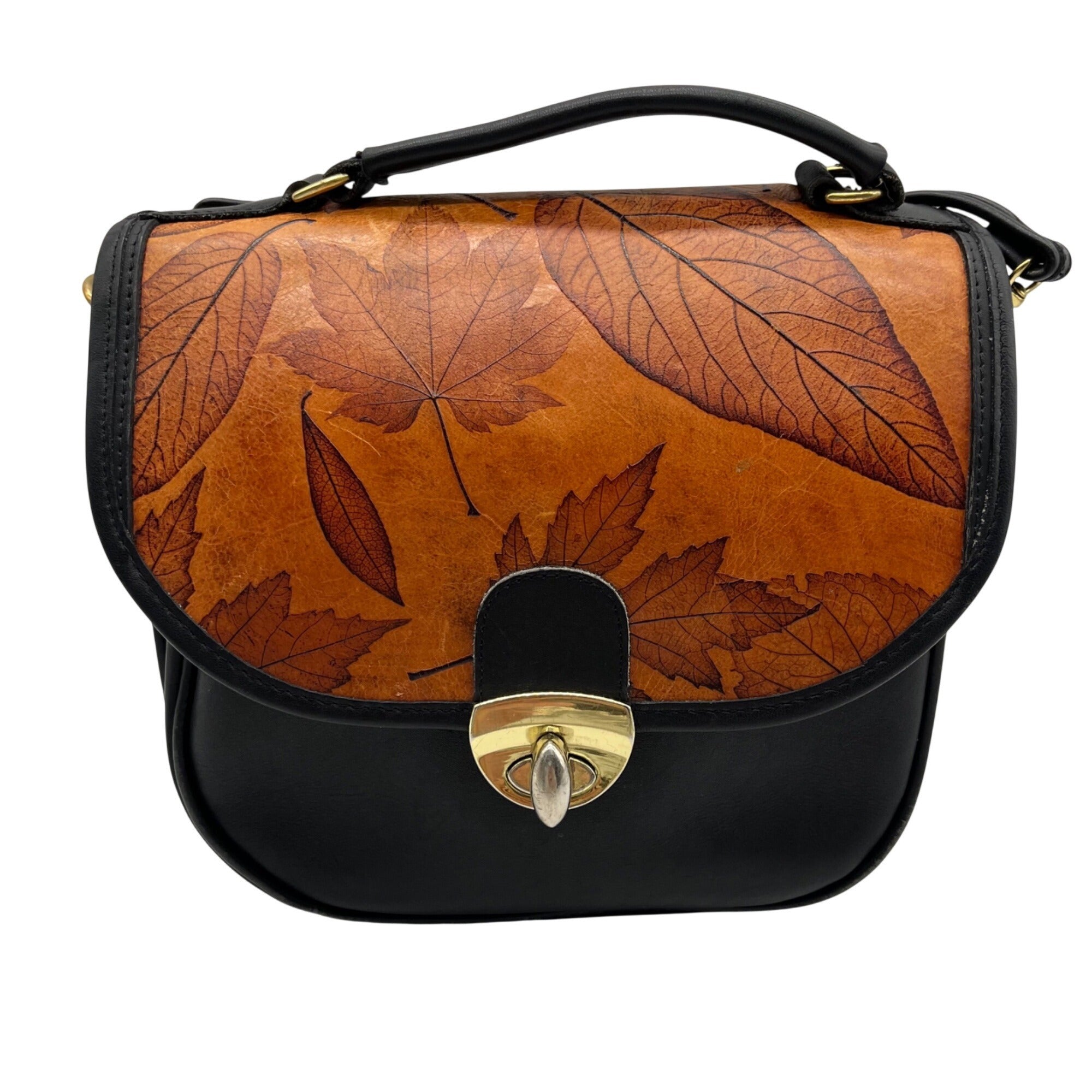 Brown Leaf Leather Shoulder Bag