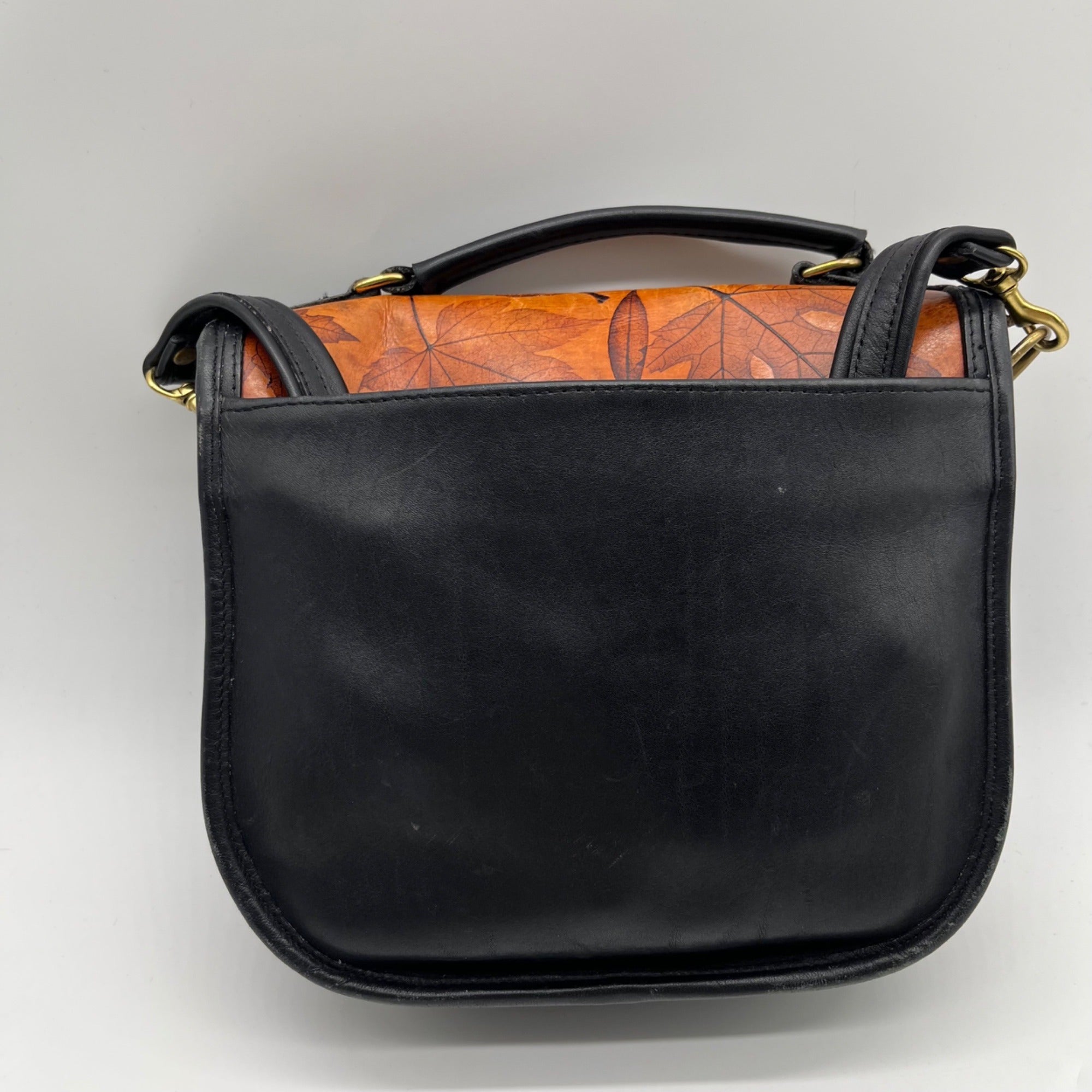 Brown Leaf Leather Shoulder Bag