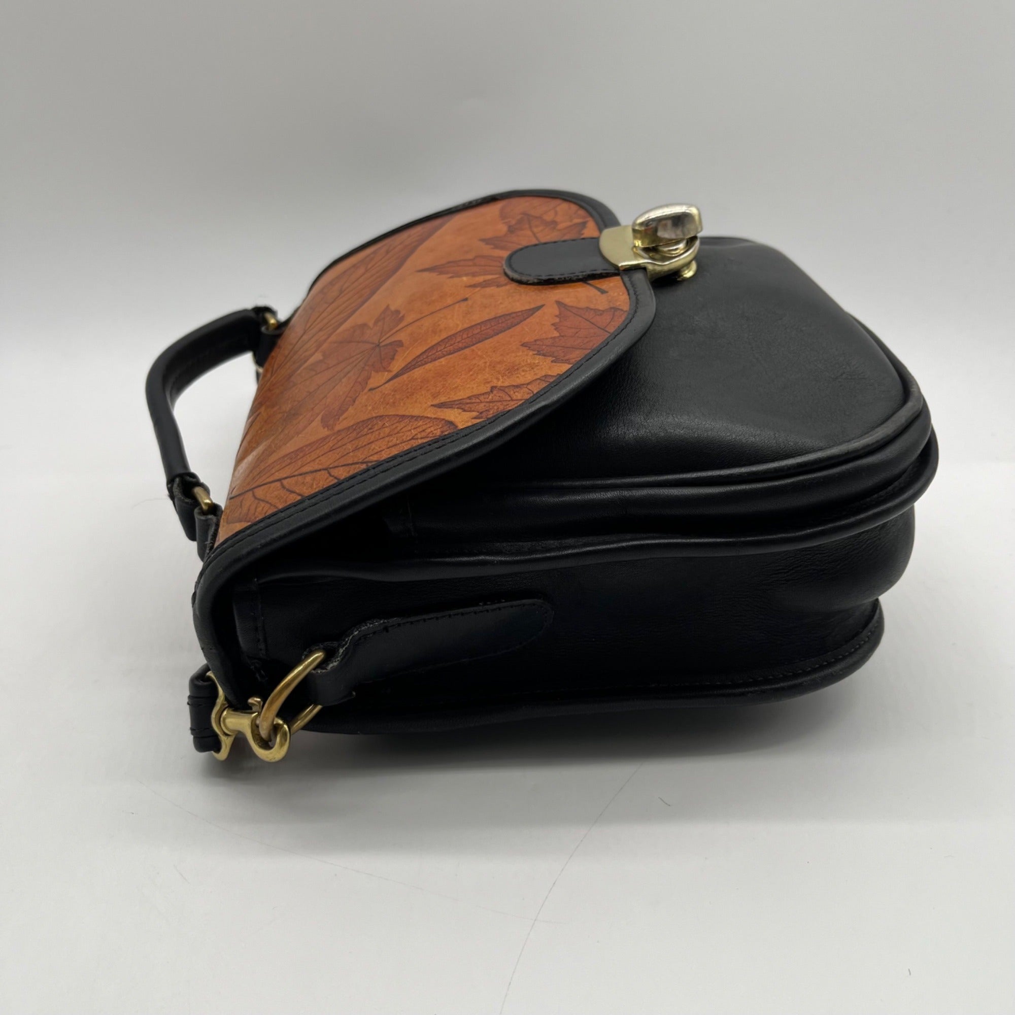 Brown Leaf Leather Shoulder Bag