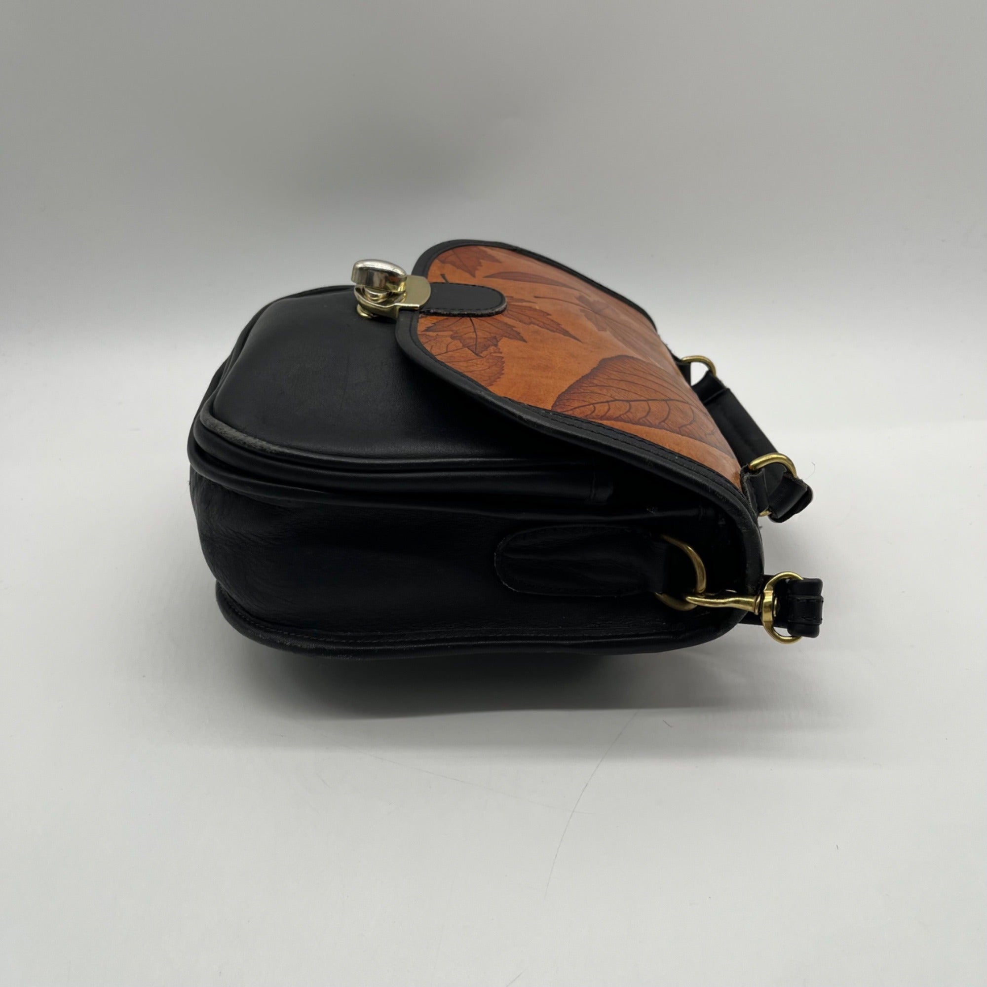 Brown Leaf Leather Shoulder Bag