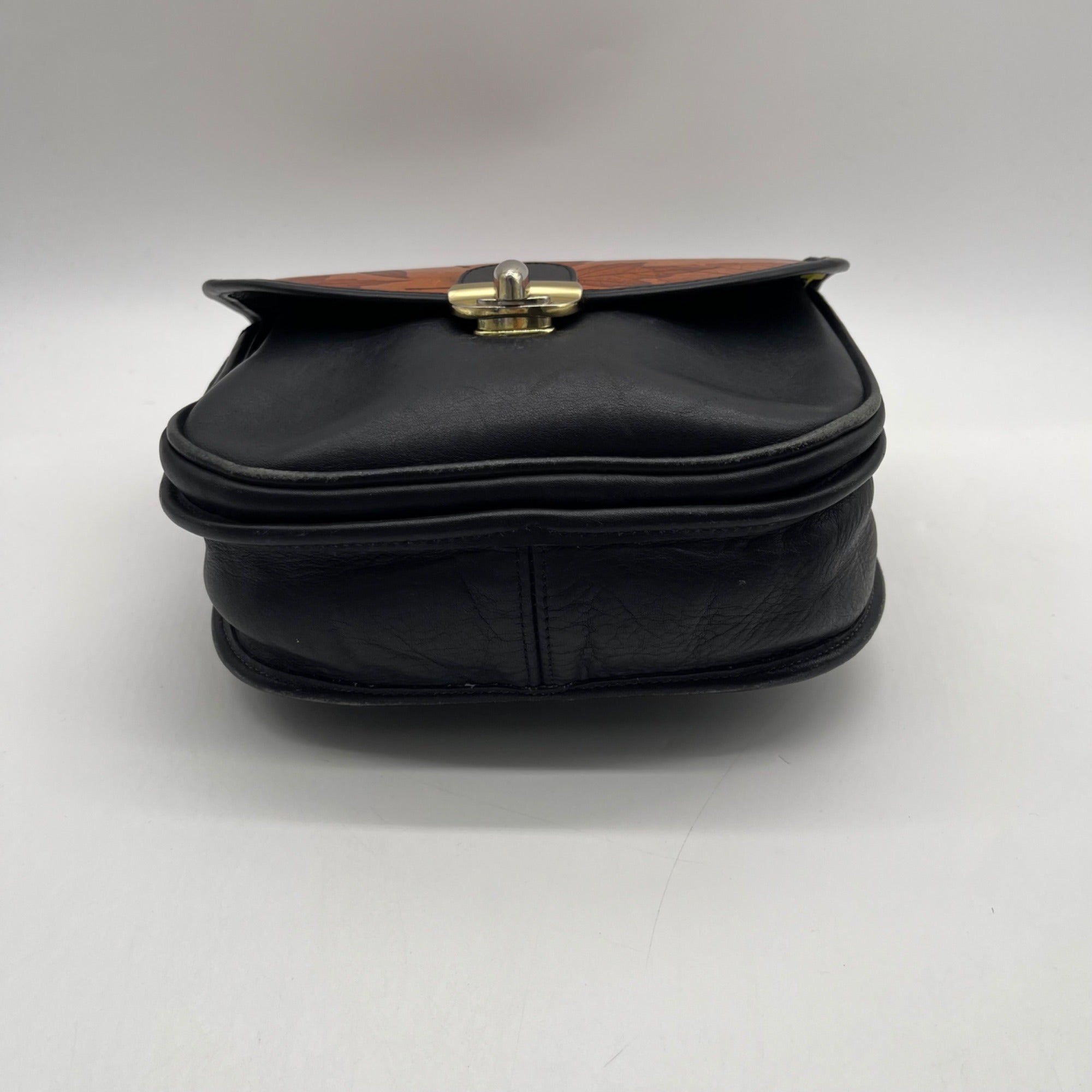 Brown Leaf Leather Shoulder Bag