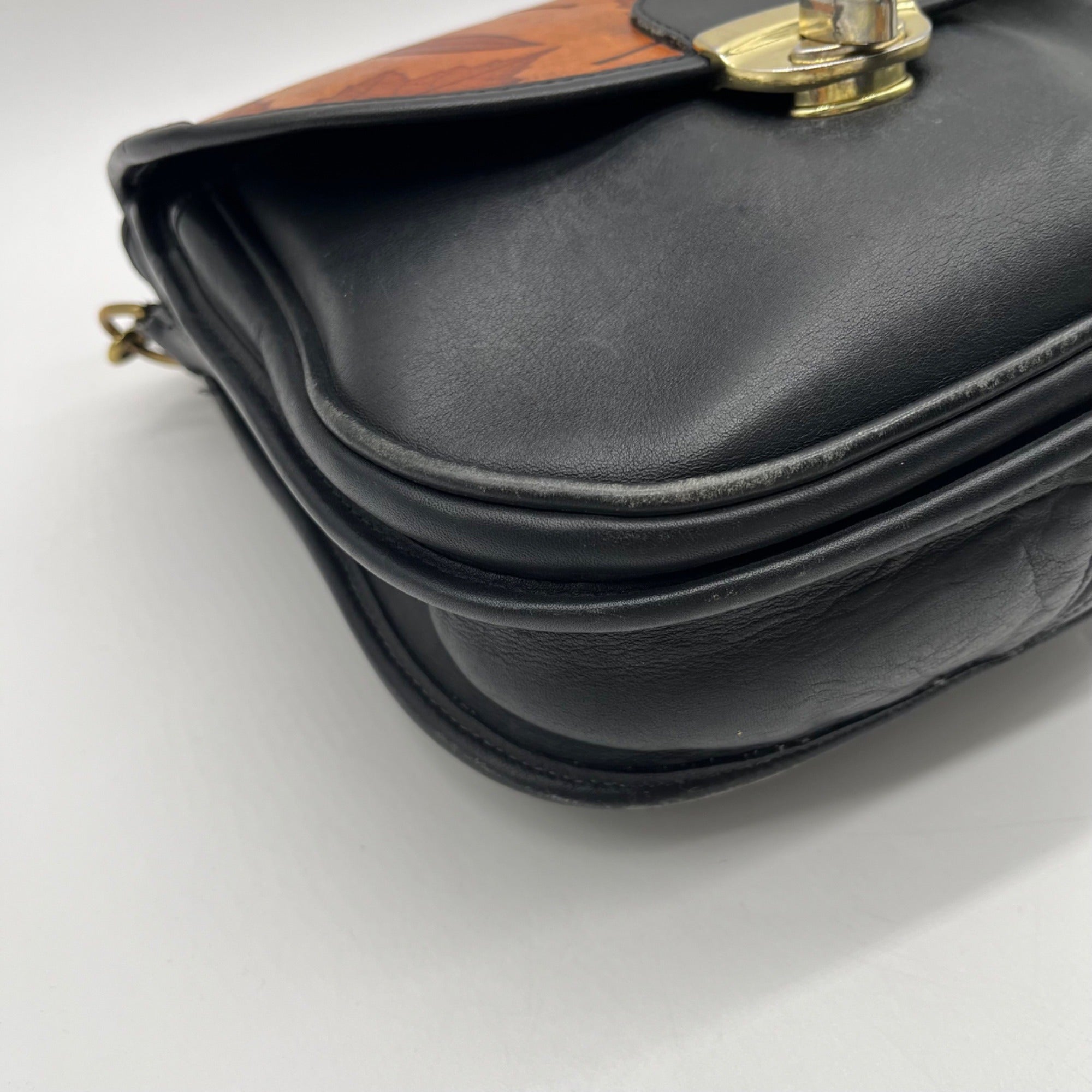 Brown Leaf Leather Shoulder Bag