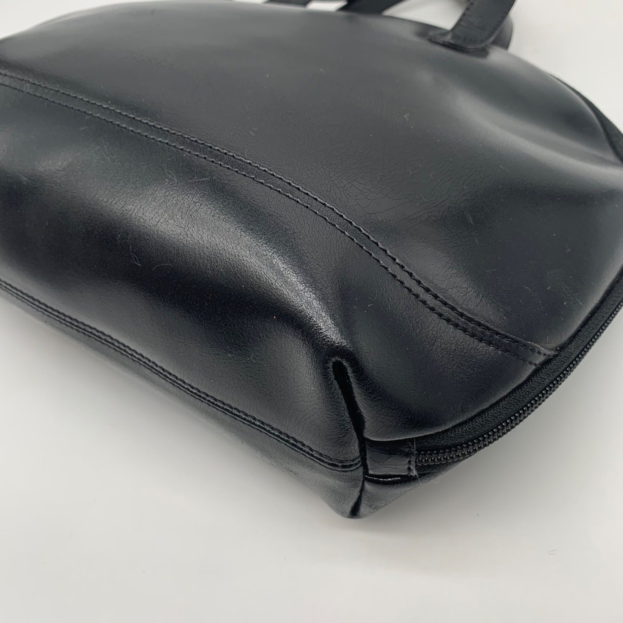 Furla Smooth Black Leather Bowler Bag