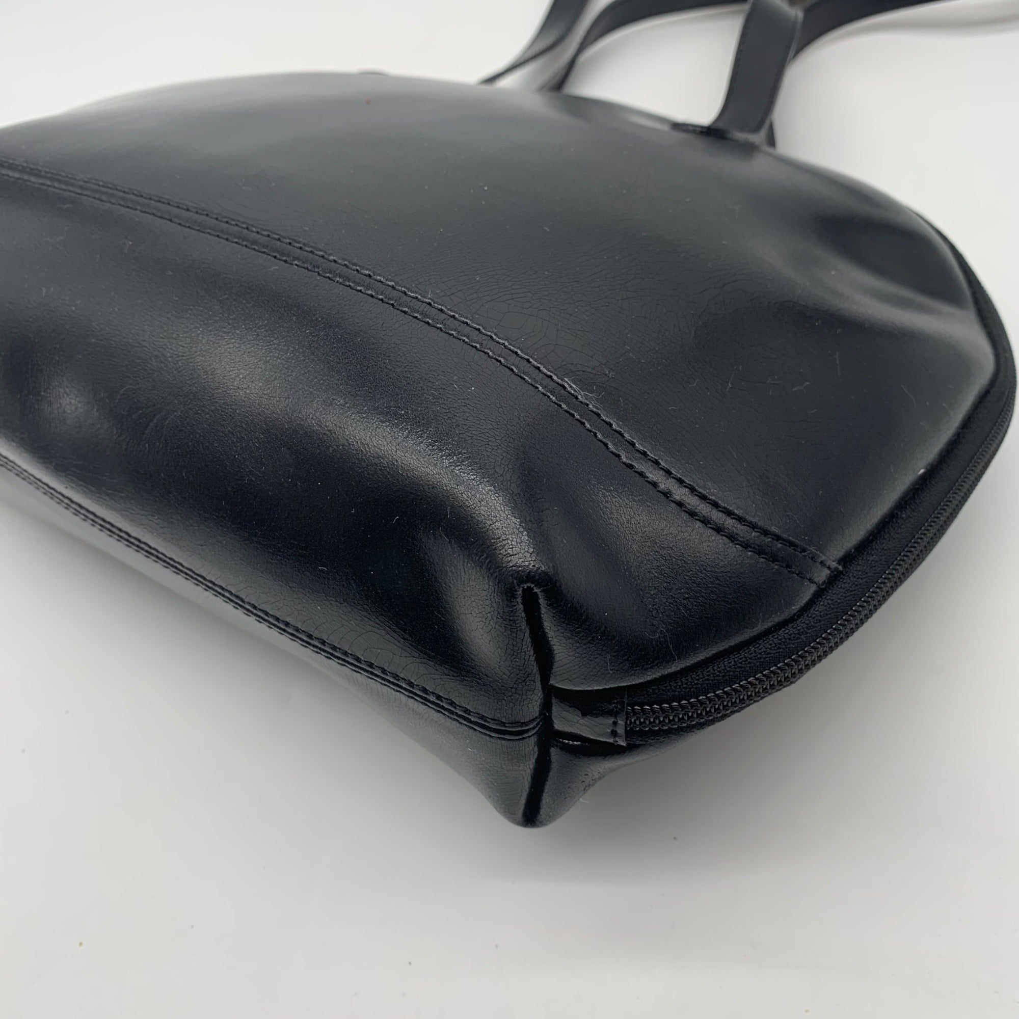 Furla Smooth Black Leather Bowler Bag