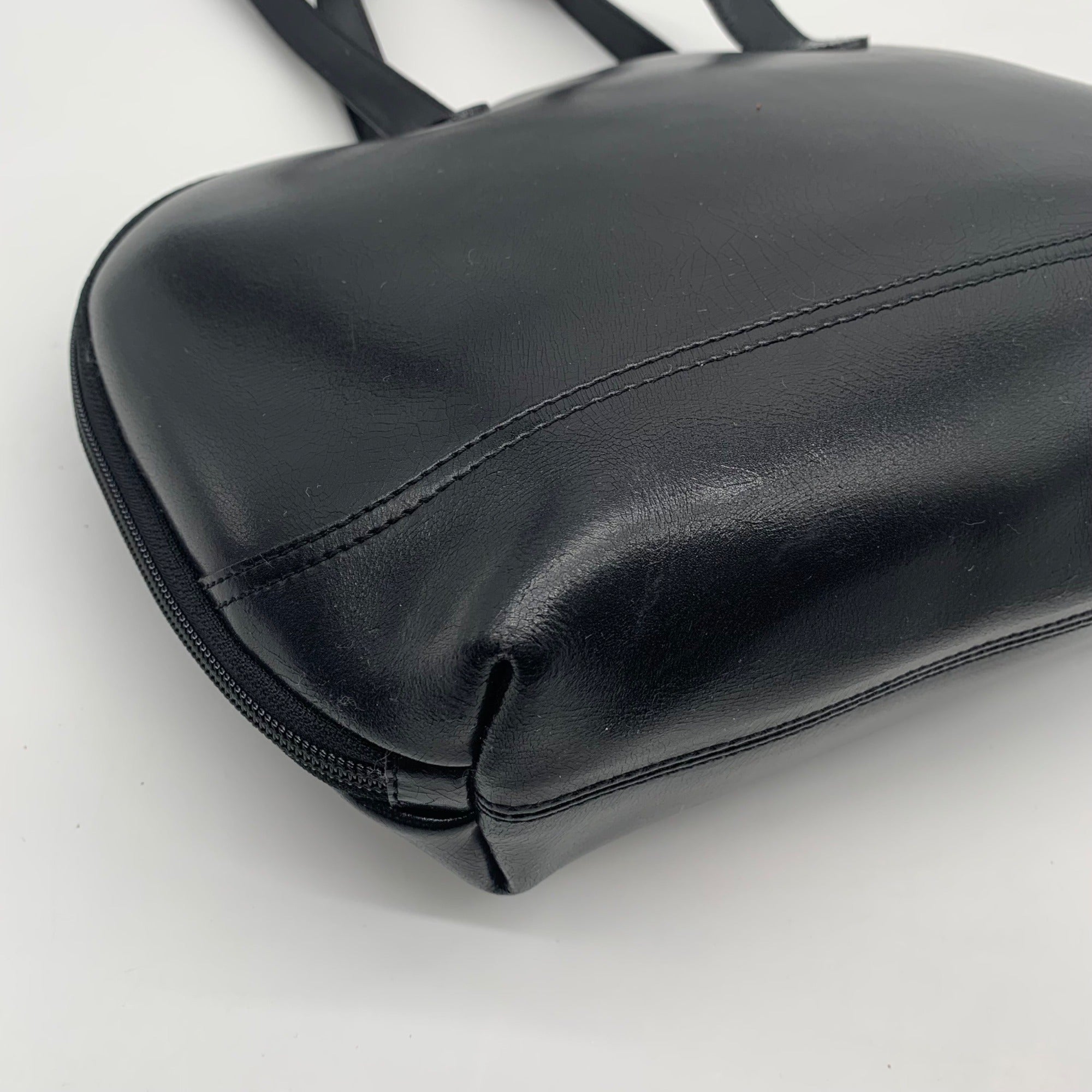 Furla Smooth Black Leather Bowler Bag