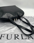 Furla Smooth Black Leather Bowler Bag