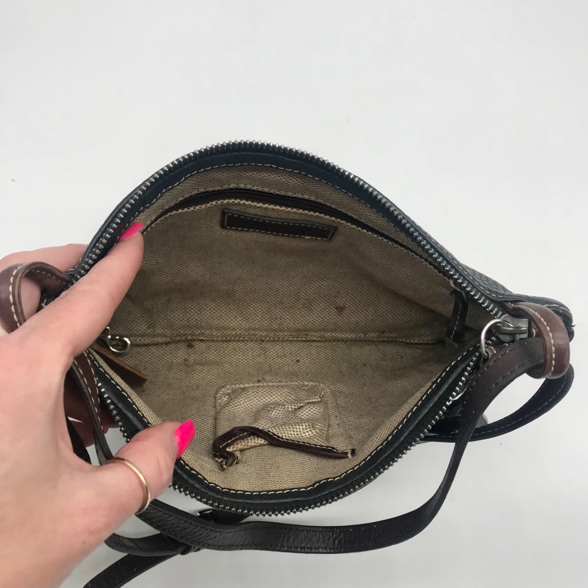Dooney &amp; Bourke Black &amp; Brown Vintage Shoulder Bag