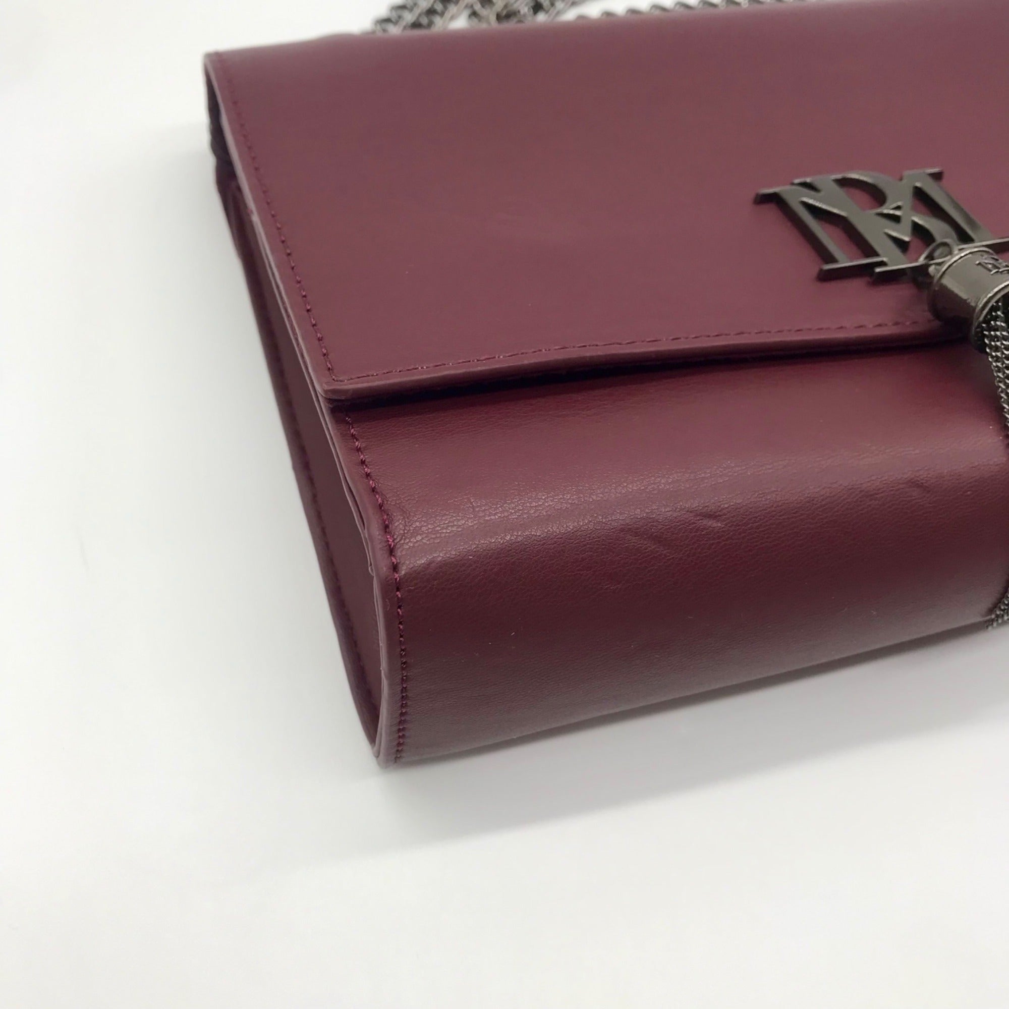 Badgley Mischka Burgundy Faux Leather Convertible Shoulder Bag