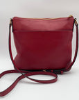 Michael Kors Cranberry Pebbled Leather Riley Messenger Crossbody Bag