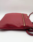 Michael Kors Cranberry Pebbled Leather Riley Messenger Crossbody Bag