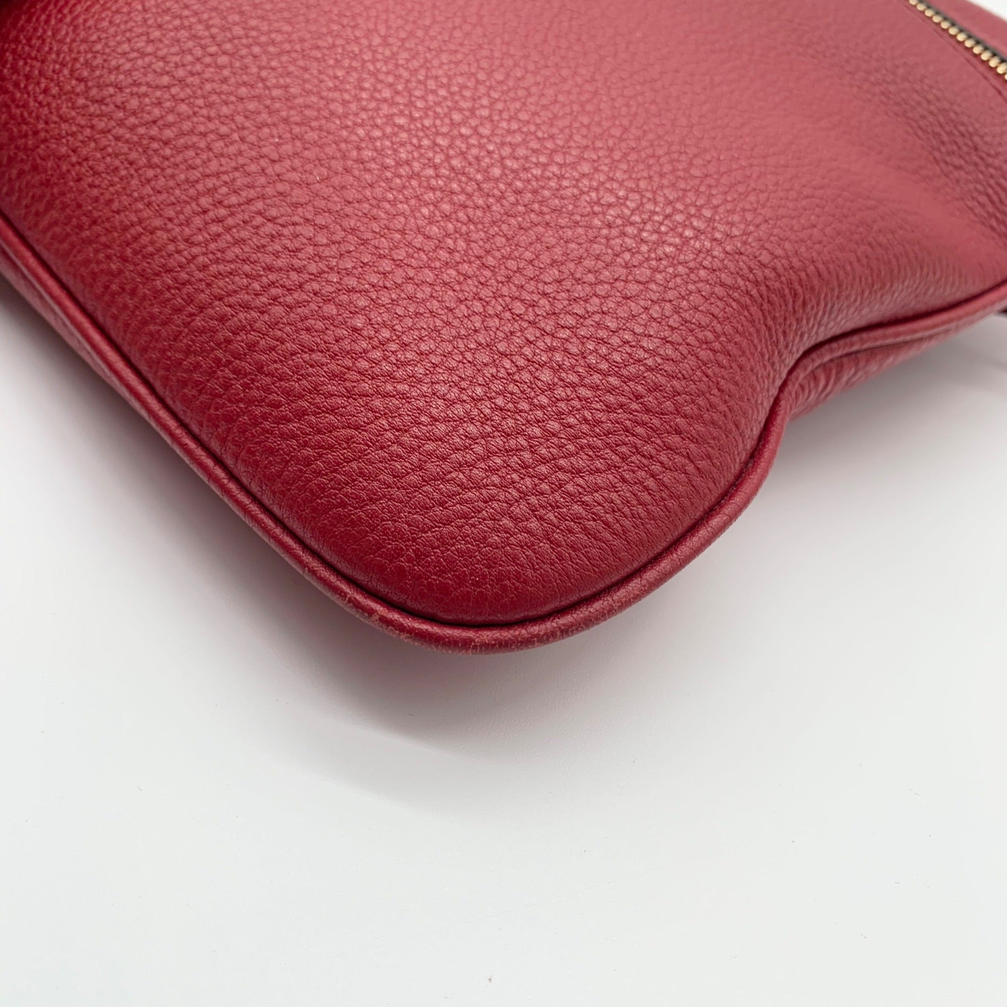 Michael Kors Cranberry Pebbled Leather Riley Messenger Crossbody Bag