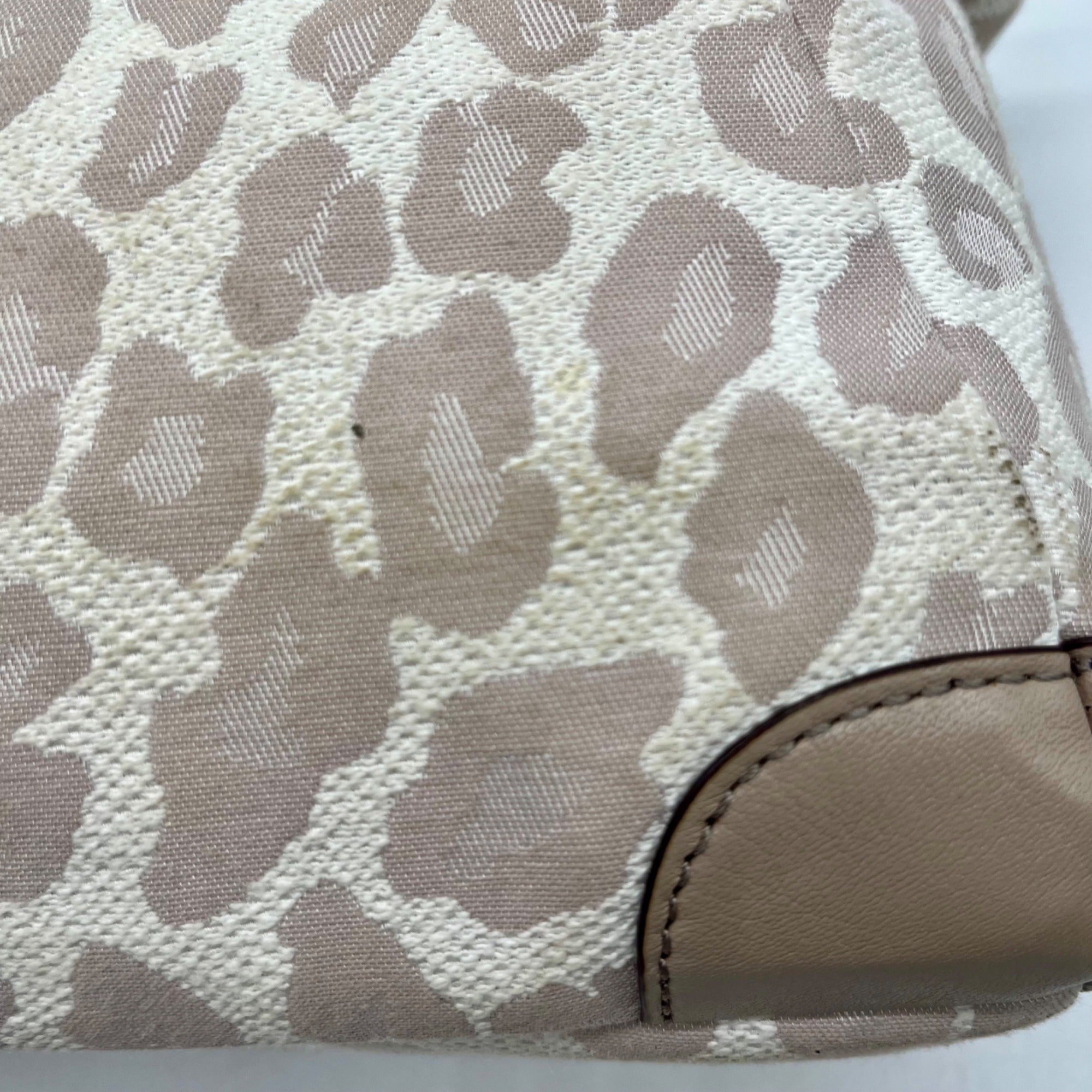 Coach Madison Beige Canvas Leopard Print Shoulder Bag 8373