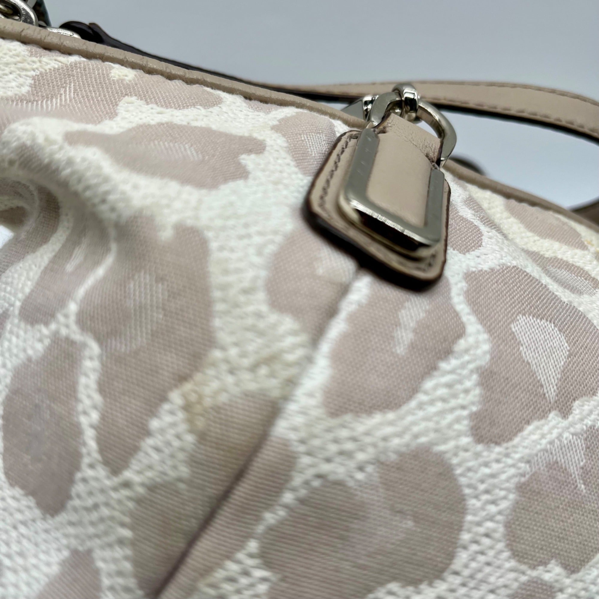 Coach Madison Beige Canvas Leopard Print Shoulder Bag 8373