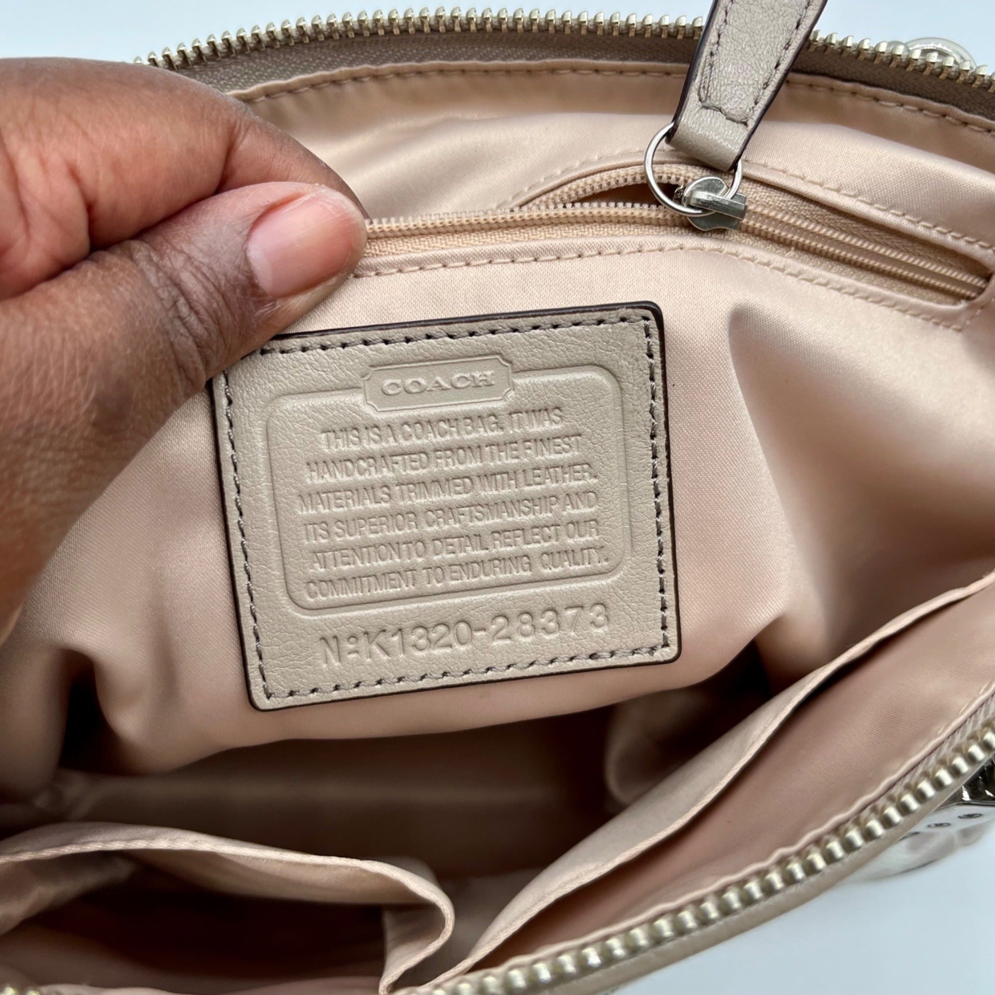 Coach Madison Beige Canvas Leopard Print Shoulder Bag 8373