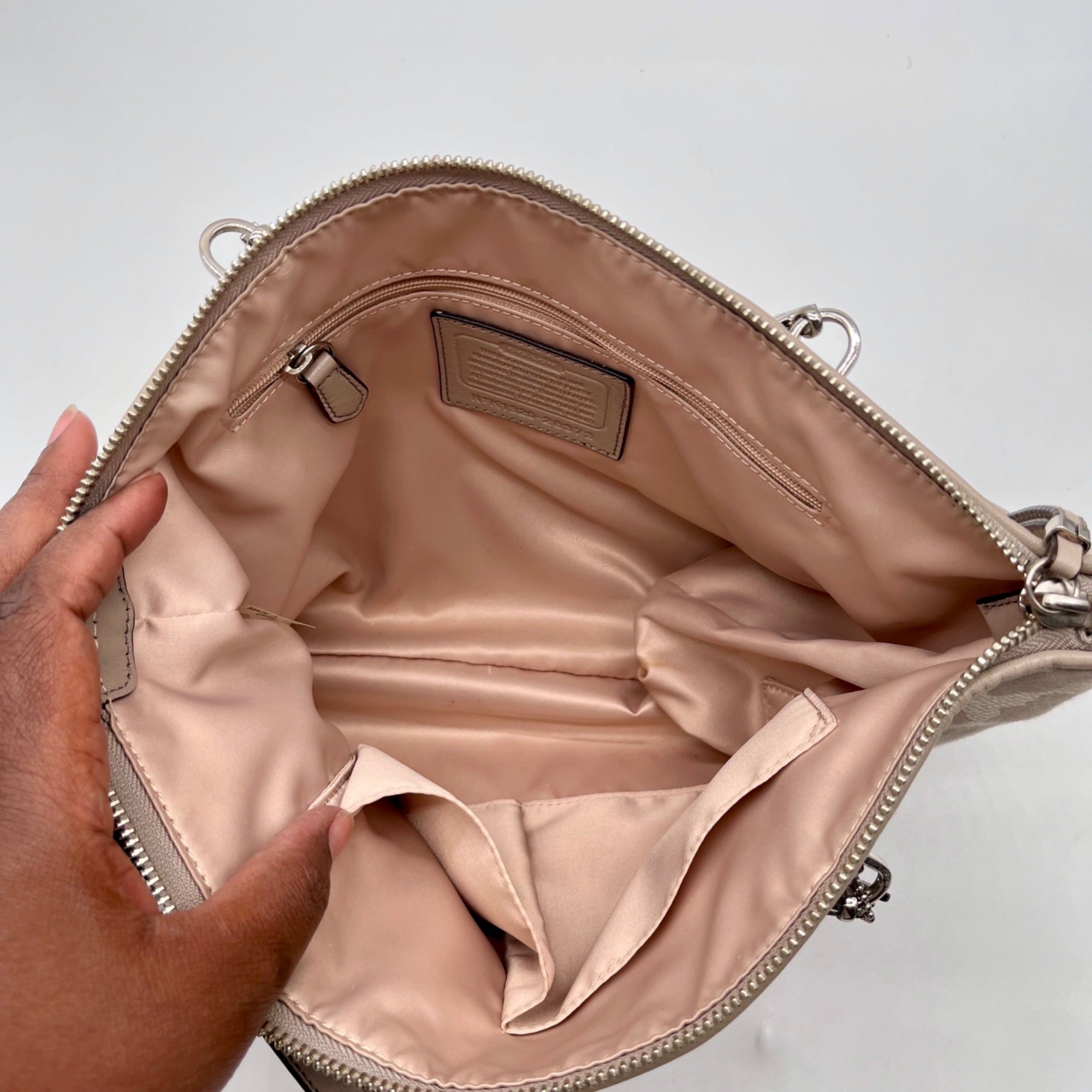 Coach Madison Beige Canvas Leopard Print Shoulder Bag 8373