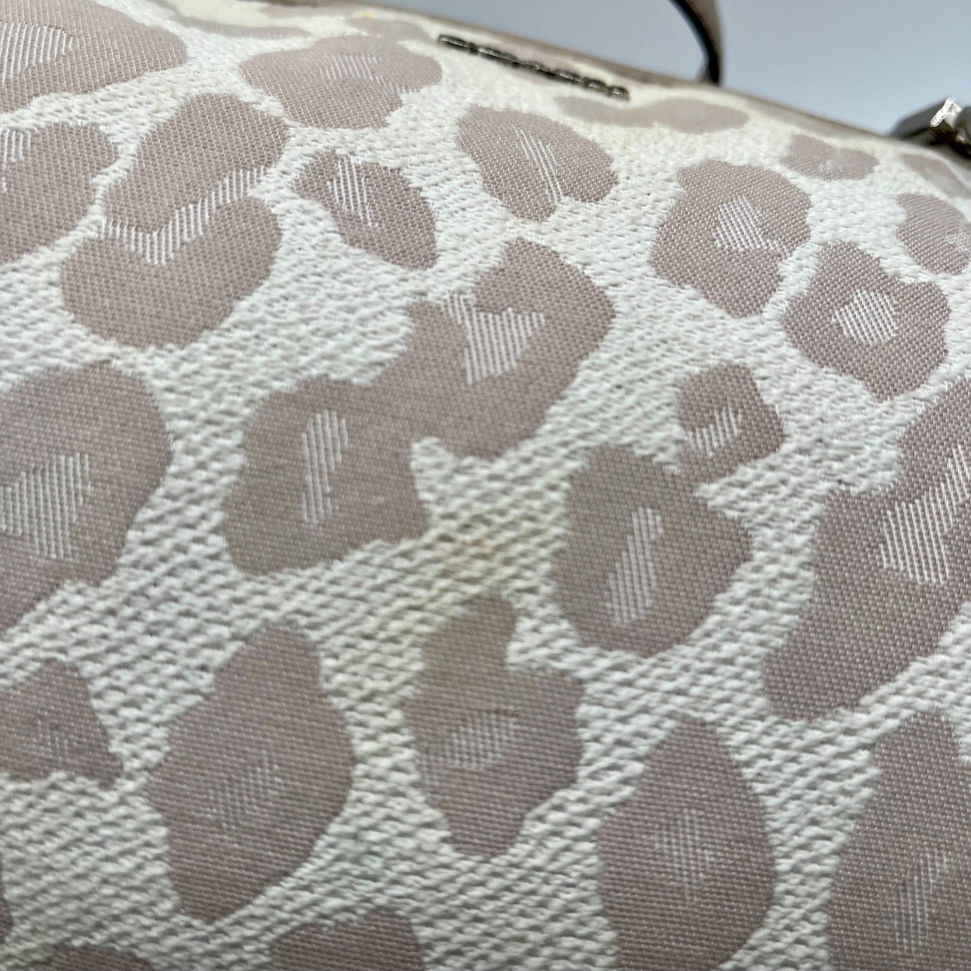 Coach Madison Beige Canvas Leopard Print Shoulder Bag 8373