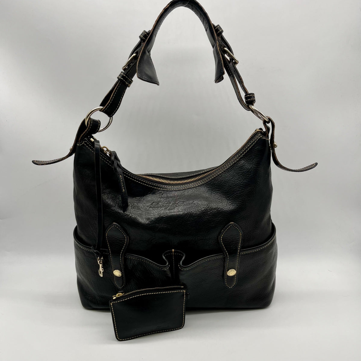 Dooney &amp; Bourke Black Florentine Leather Small Lucy Hobo Bag